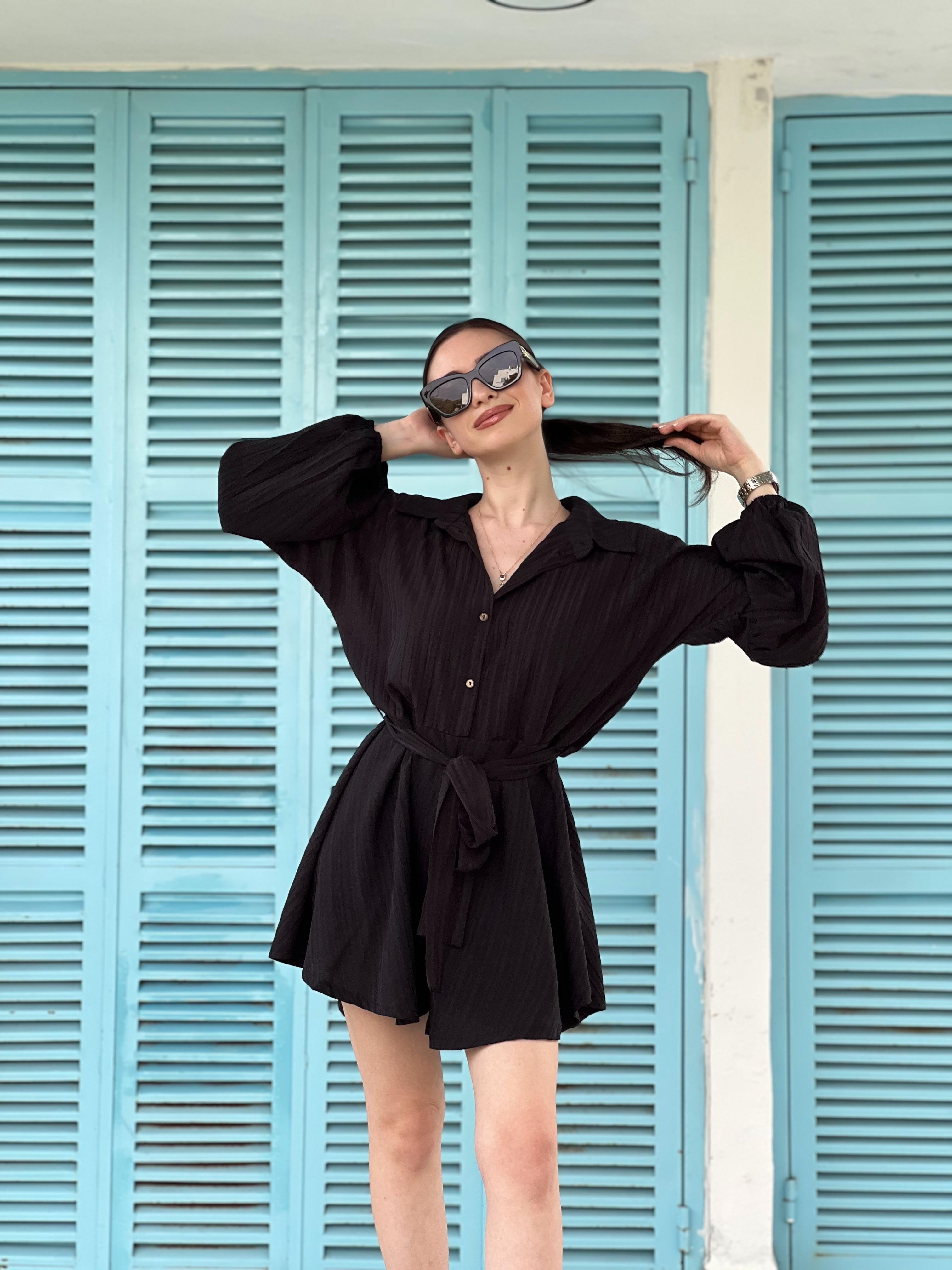 Kısa Şort Tulum 232-7004 Siyah