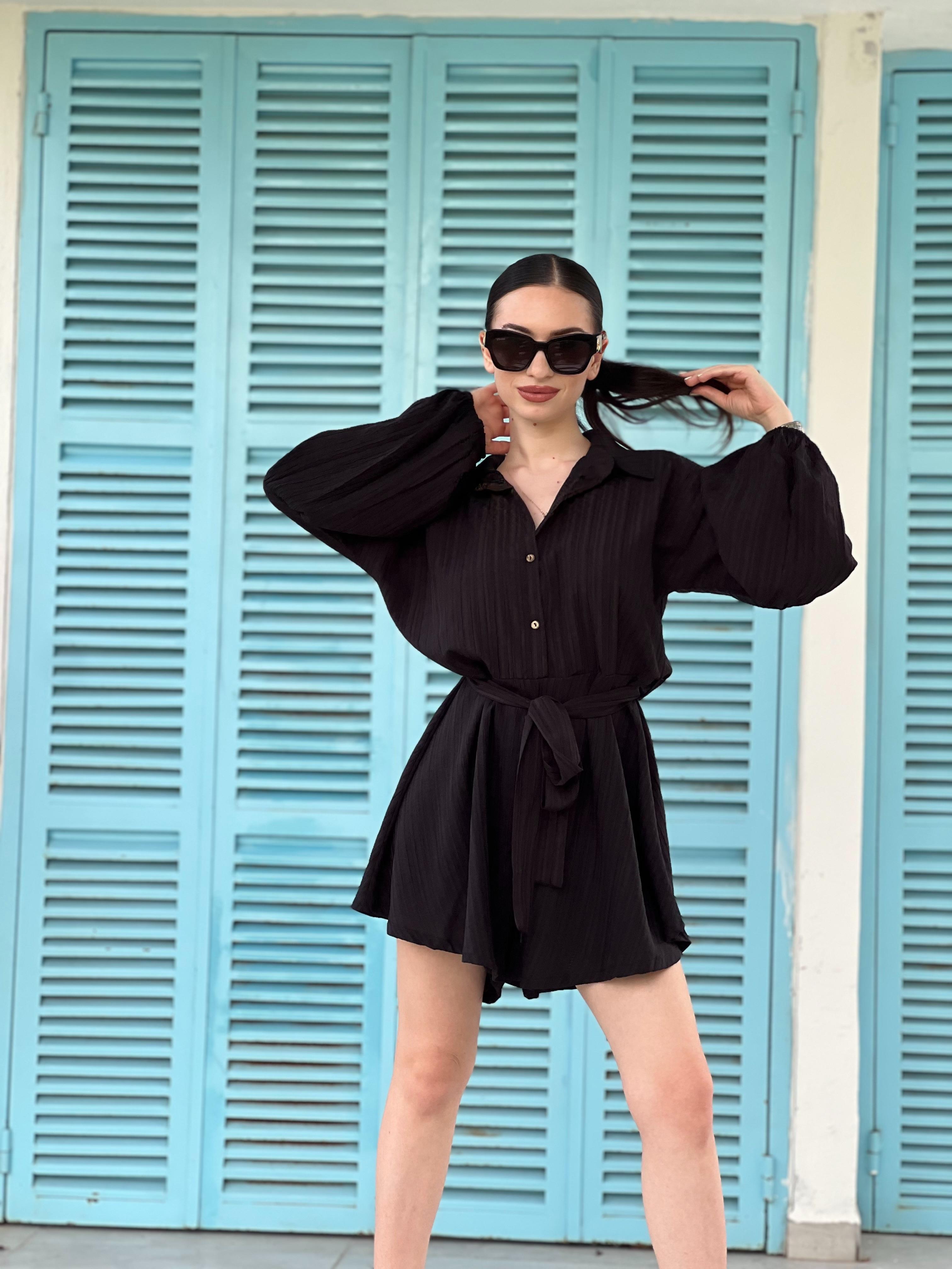 Kısa Şort Tulum 232-7004 Siyah