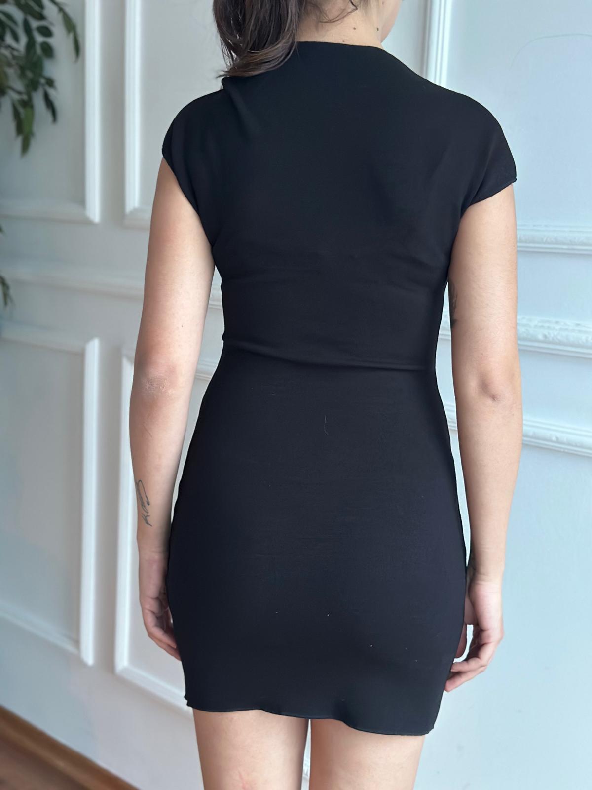 Kısa Streç Örme Elbise 91305 Siyah