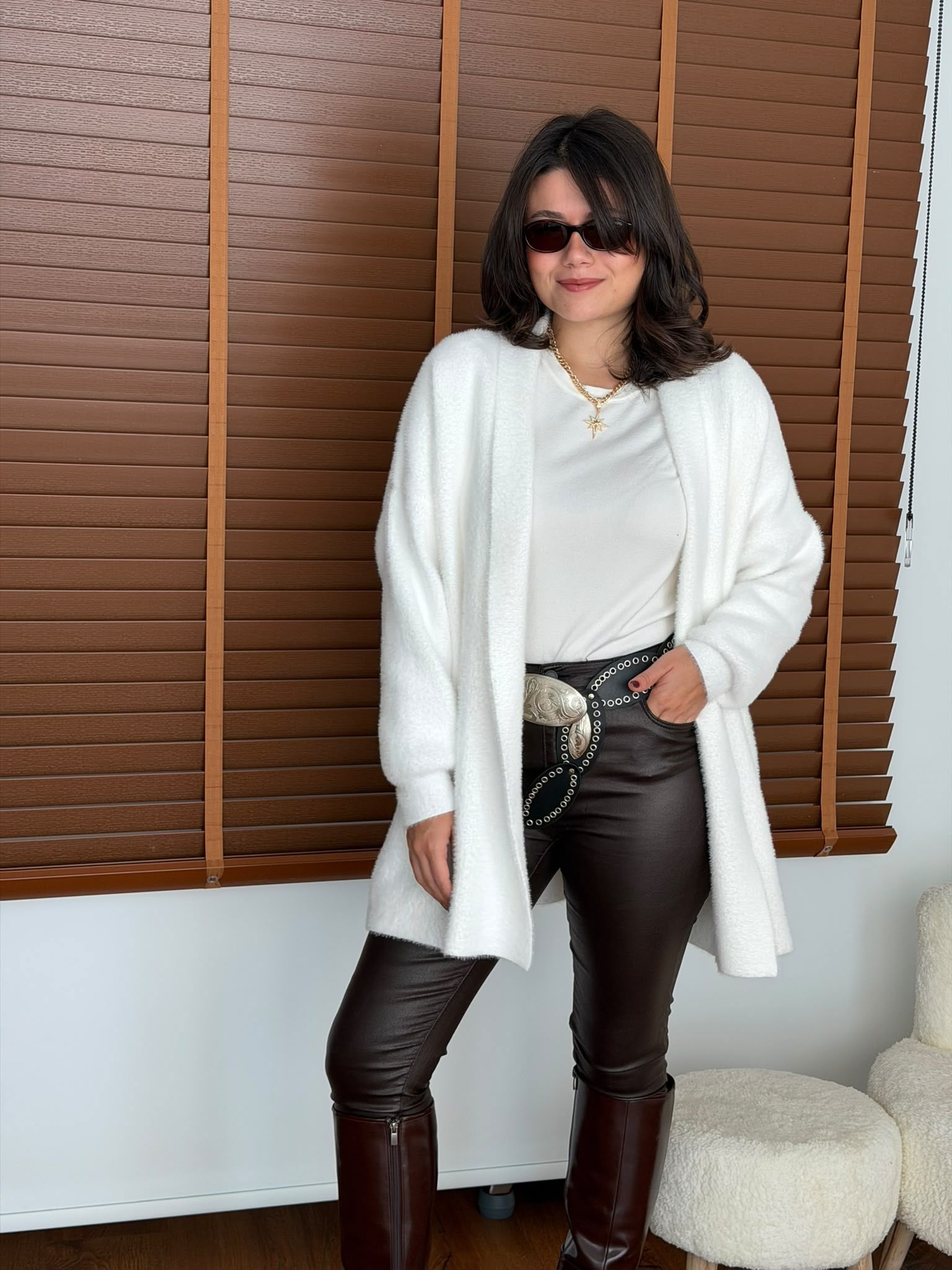 Kısa Yumoş Hırka 4602 Beyaz