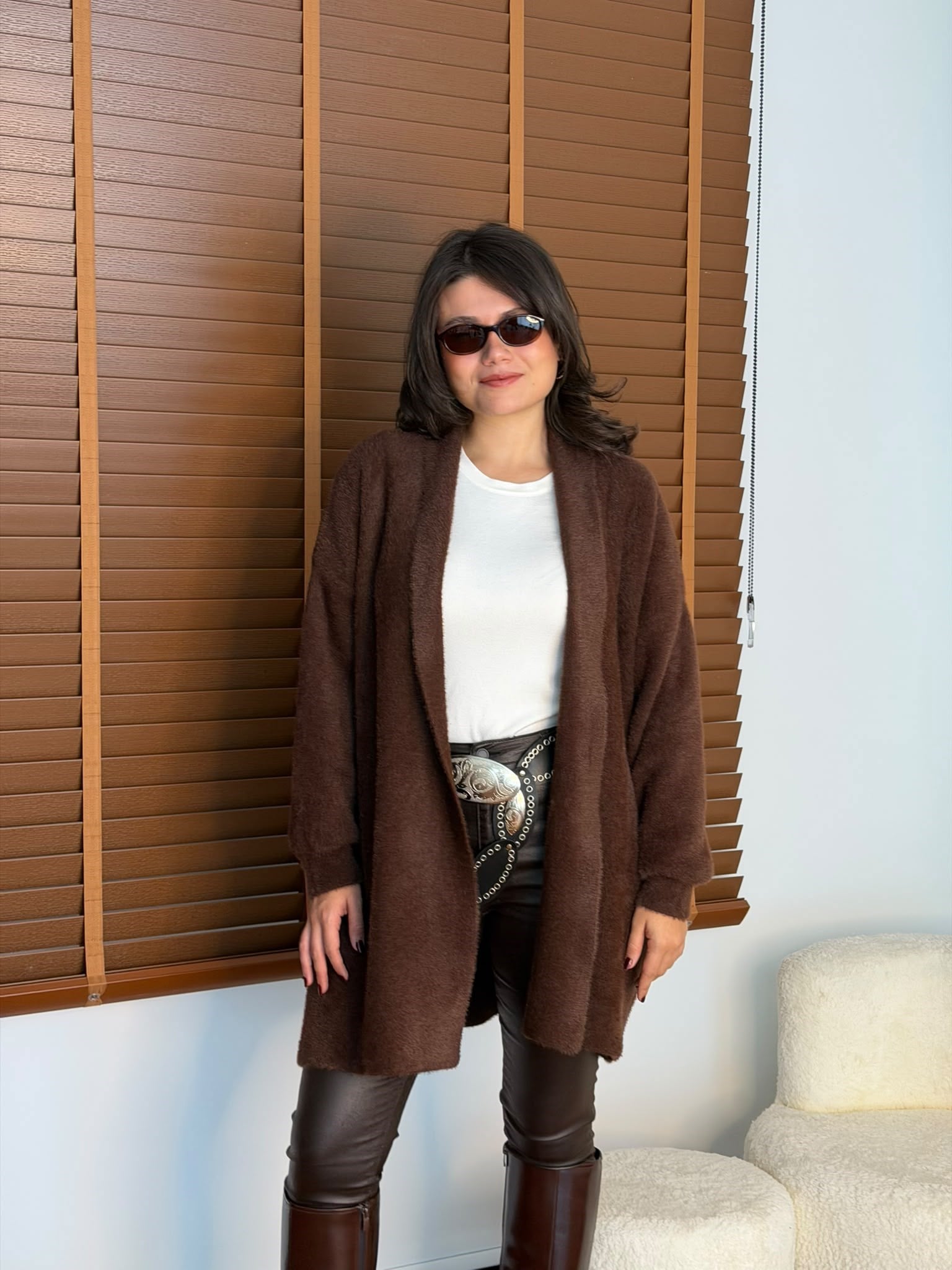 Kısa Yumoş Hırka 4602 Kahverengi