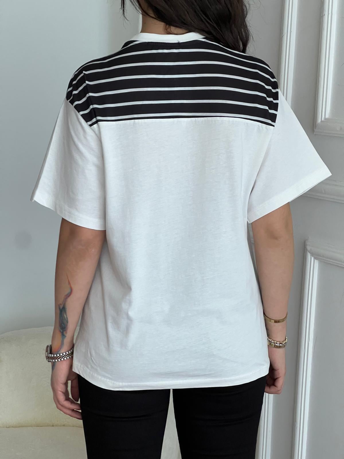 Kol Detaylı Tshirt 22965 Beyaz