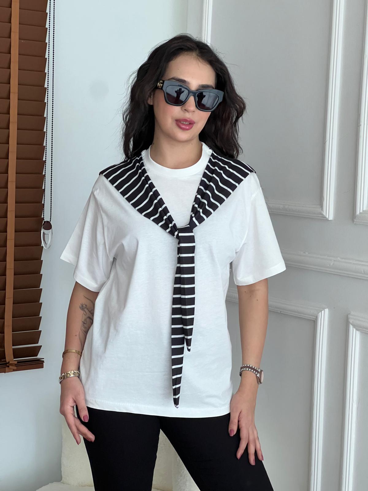Kol Detaylı Tshirt 22965 Beyaz