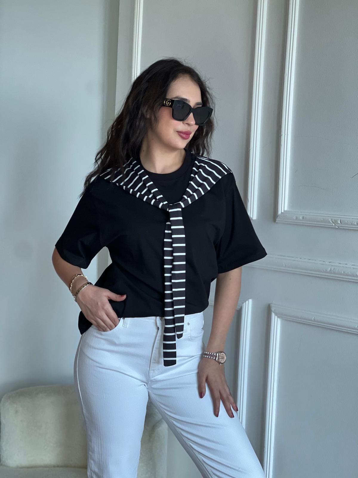 Kol Detaylı Tshirt 22965 Siyah