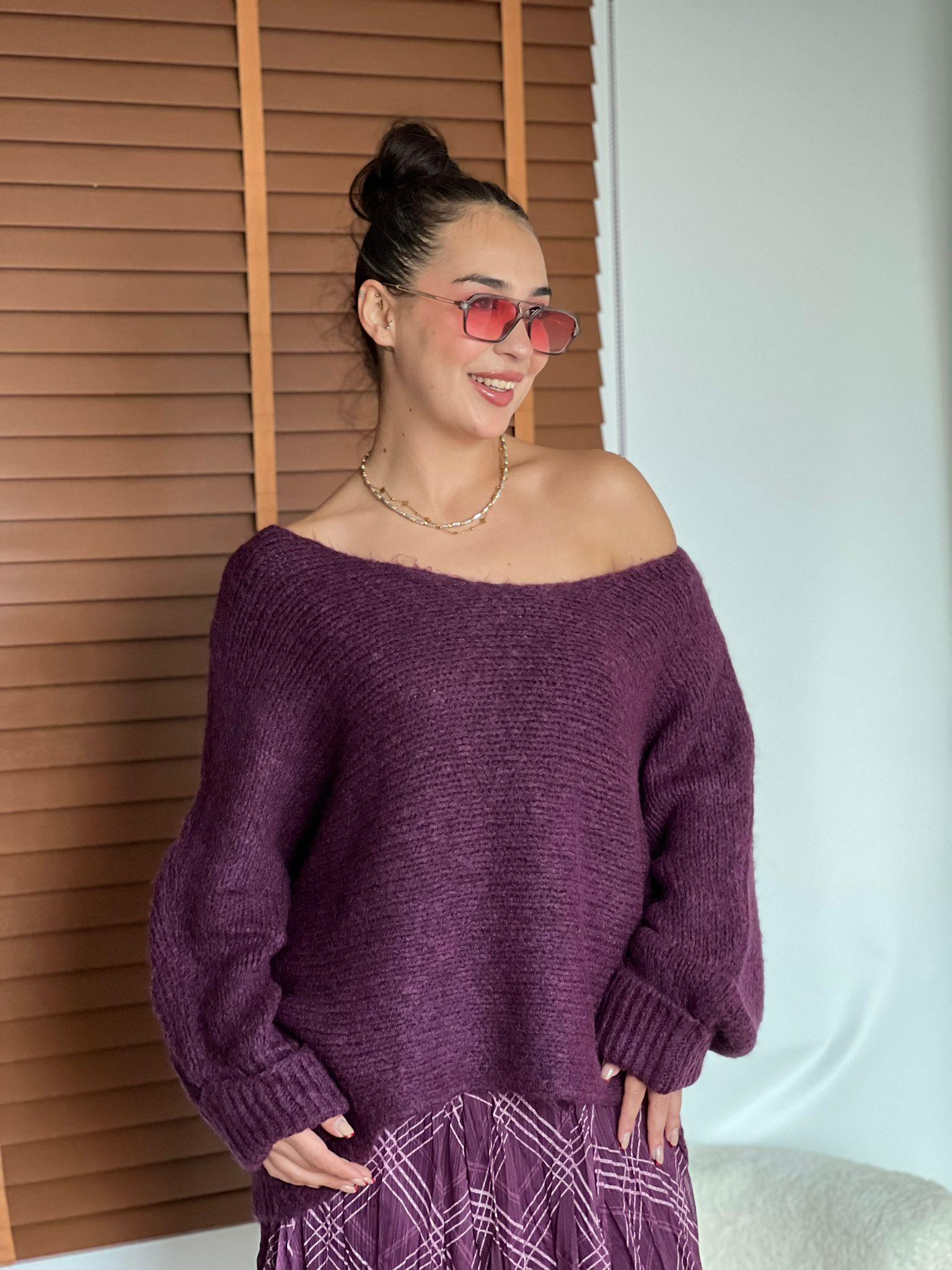 Kolları Katlamalı Kazak 4338 Mürdüm