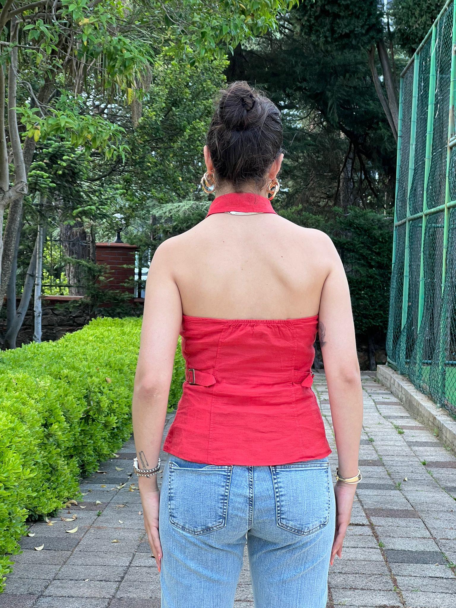 Kolsuz Kemerli Gömlek 2416458 Kırmızı