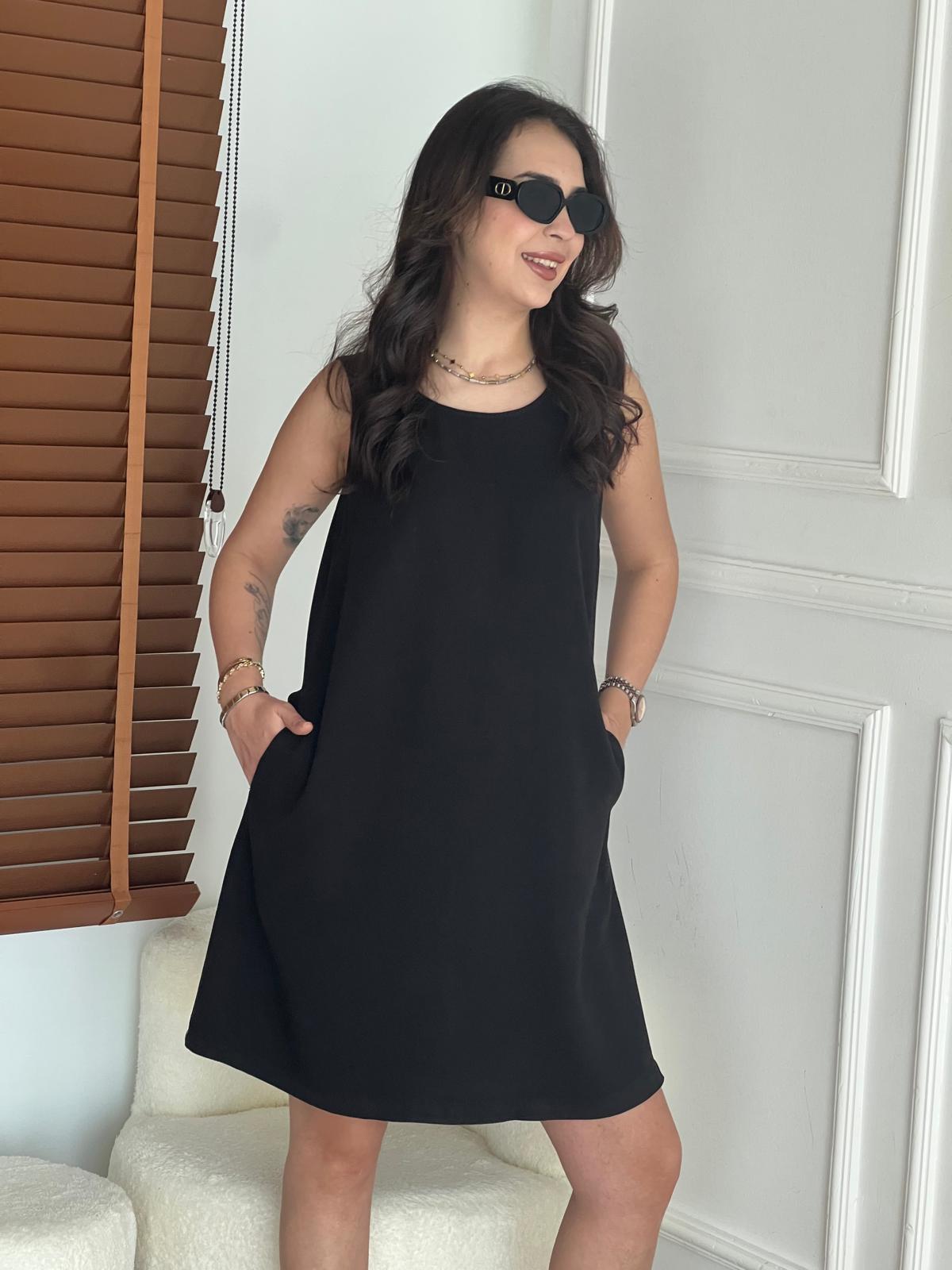 Kolsuz Tensel Elbise 8036 Siyah