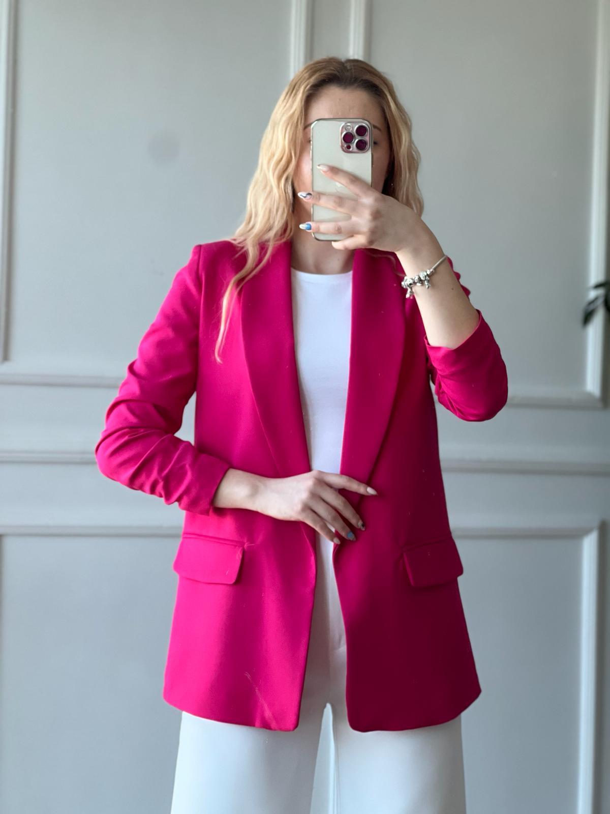 Kolu Büzgülü Ceket 3354 Fuşya