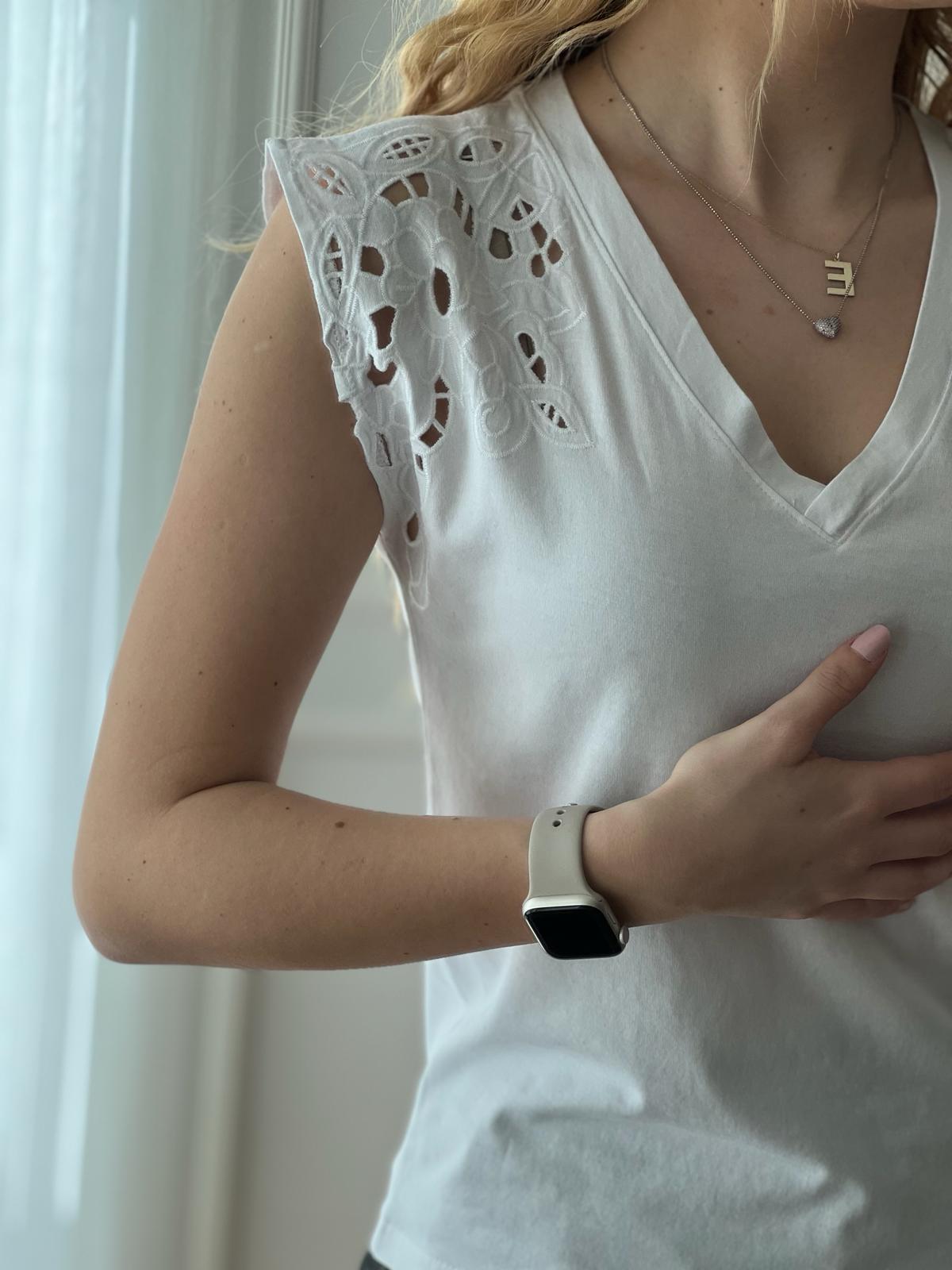 Kolu Nakışlı Tshirt 4709 Beyaz
