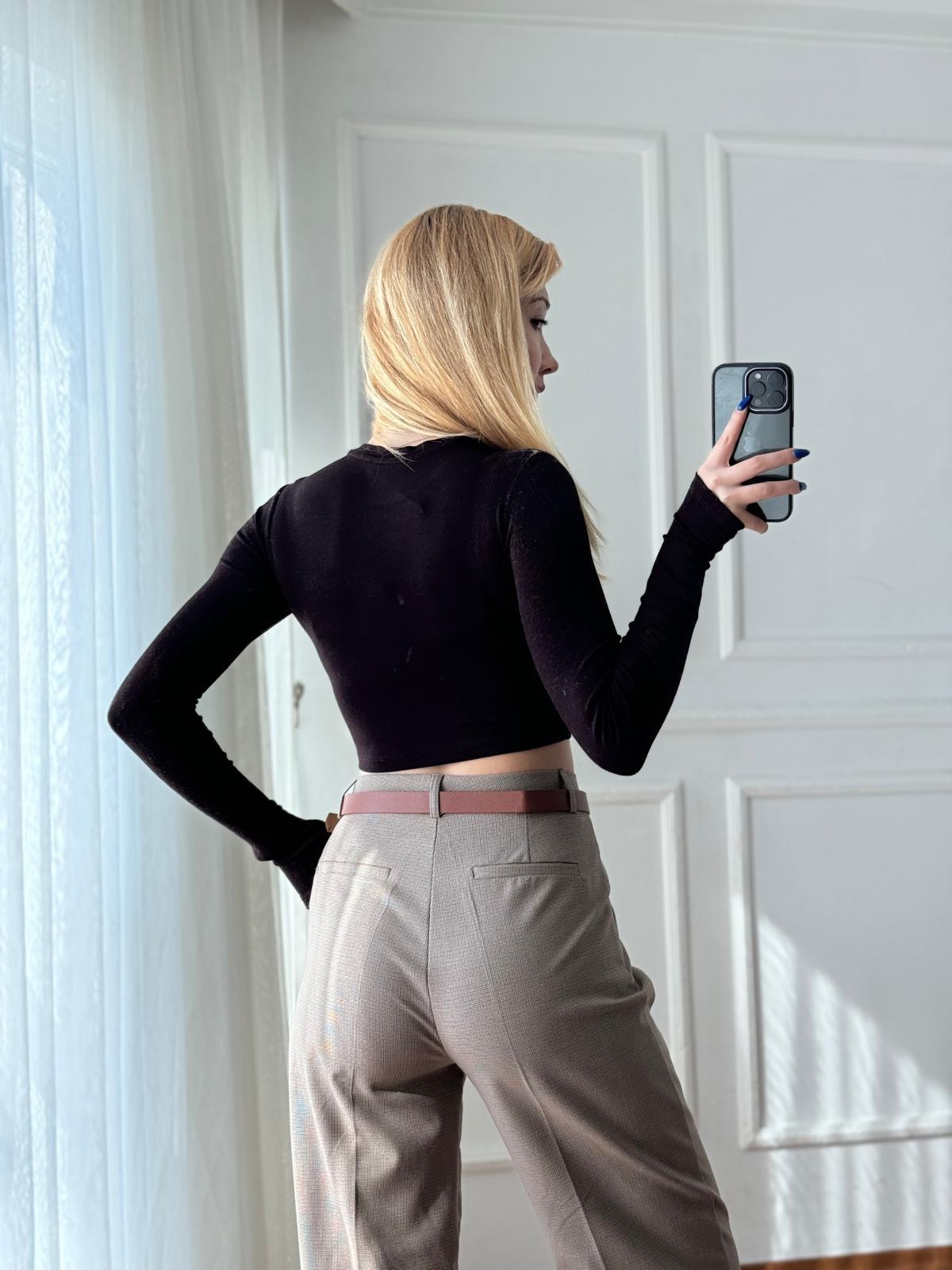 Kolu Yırtmaçlı Bluz 16049 Kahverengi