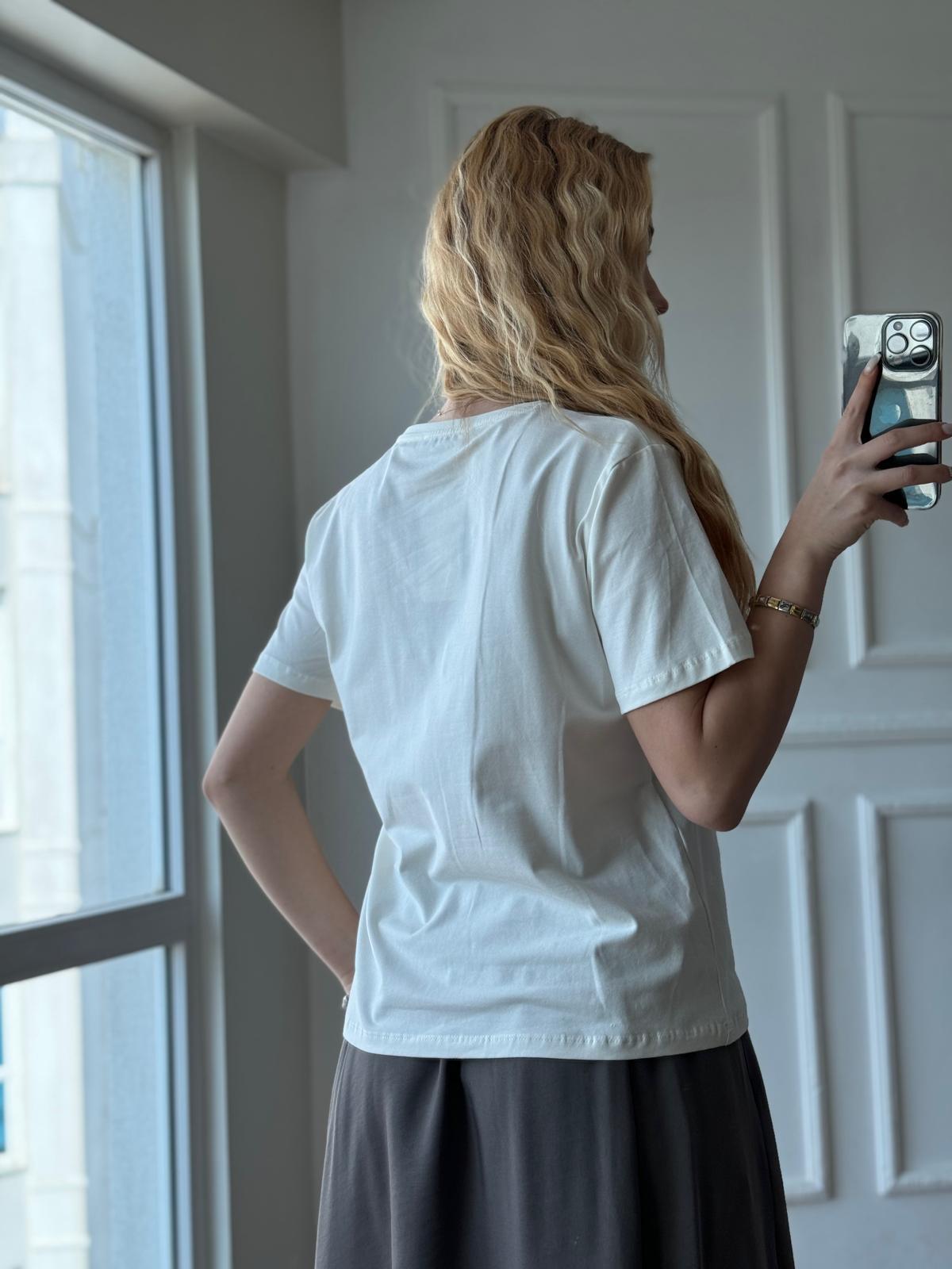 Köpek Baskılı Tshirt 24127 Ekru