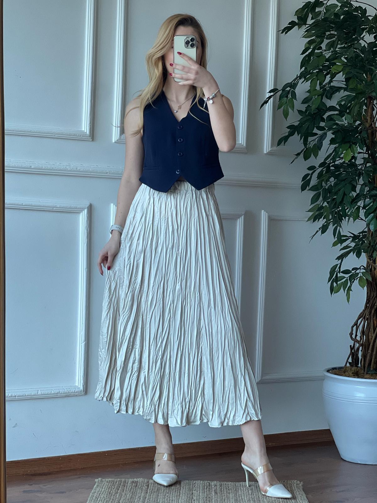 Kraşlı Etek 5242 Bej