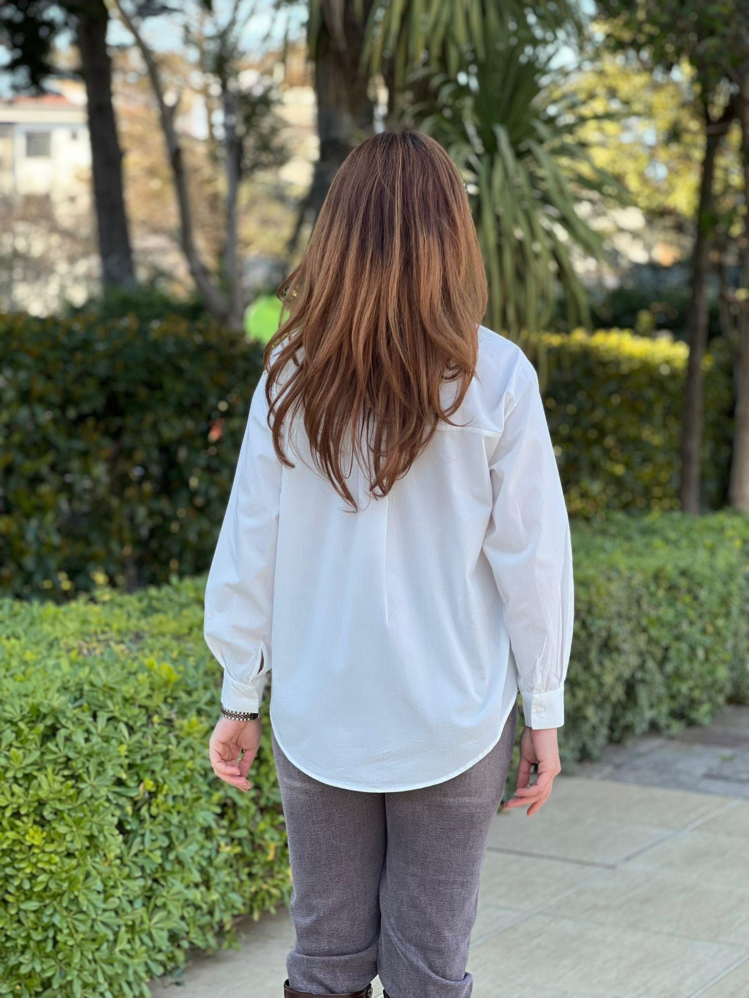 Kravatlı Poplin Gömlek 26092 Ekru