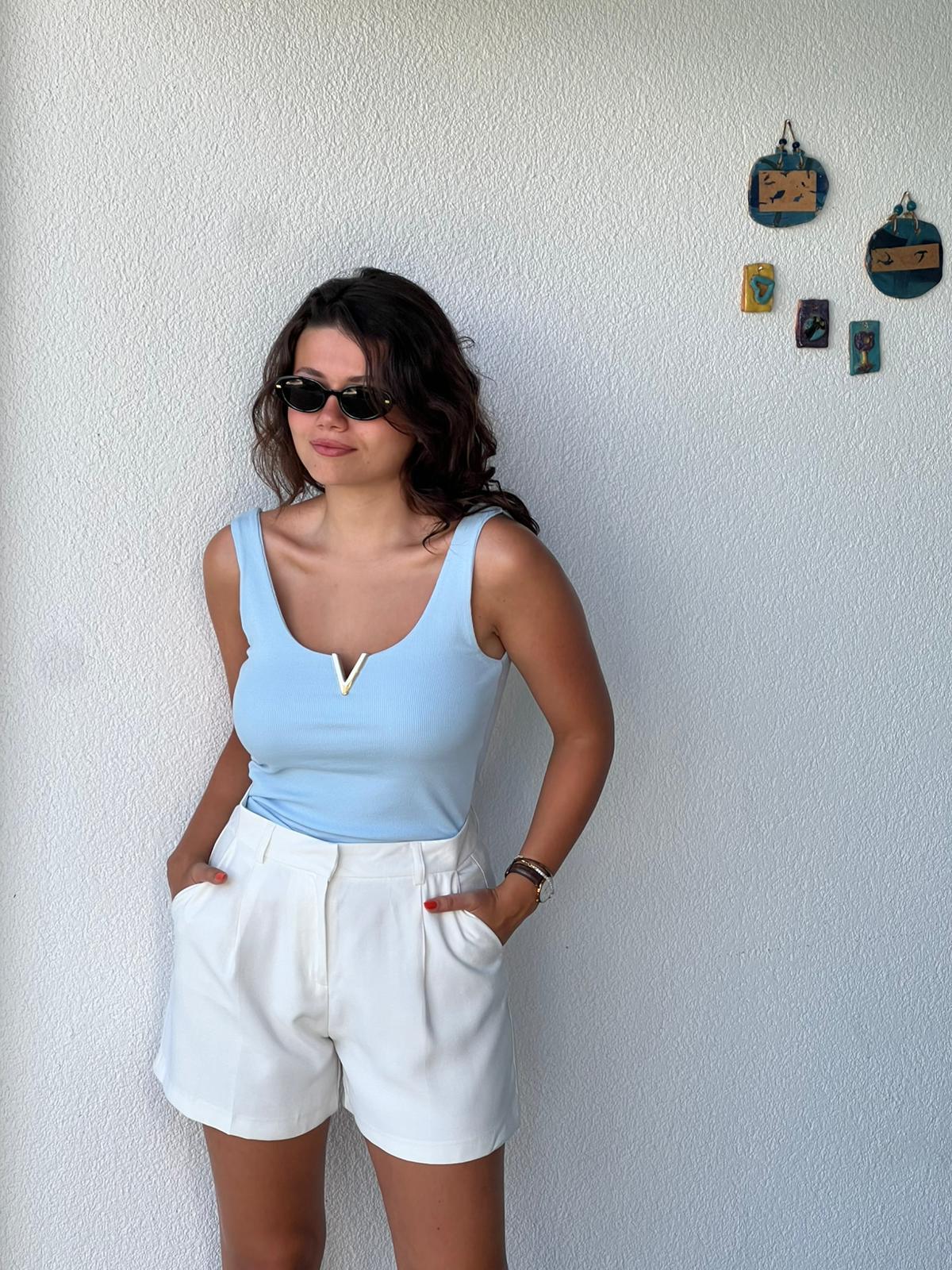 Kumaş Şort 16890 Ekru