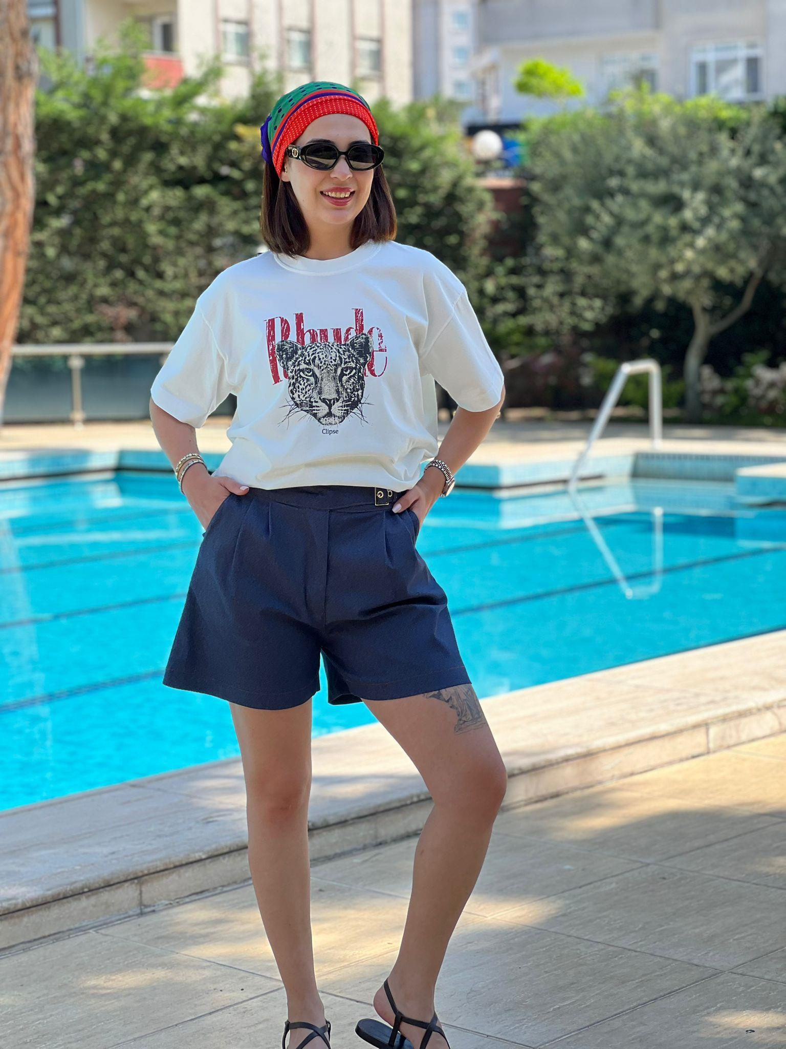 Leopar Baskılı Tshirt 261063 Ekru