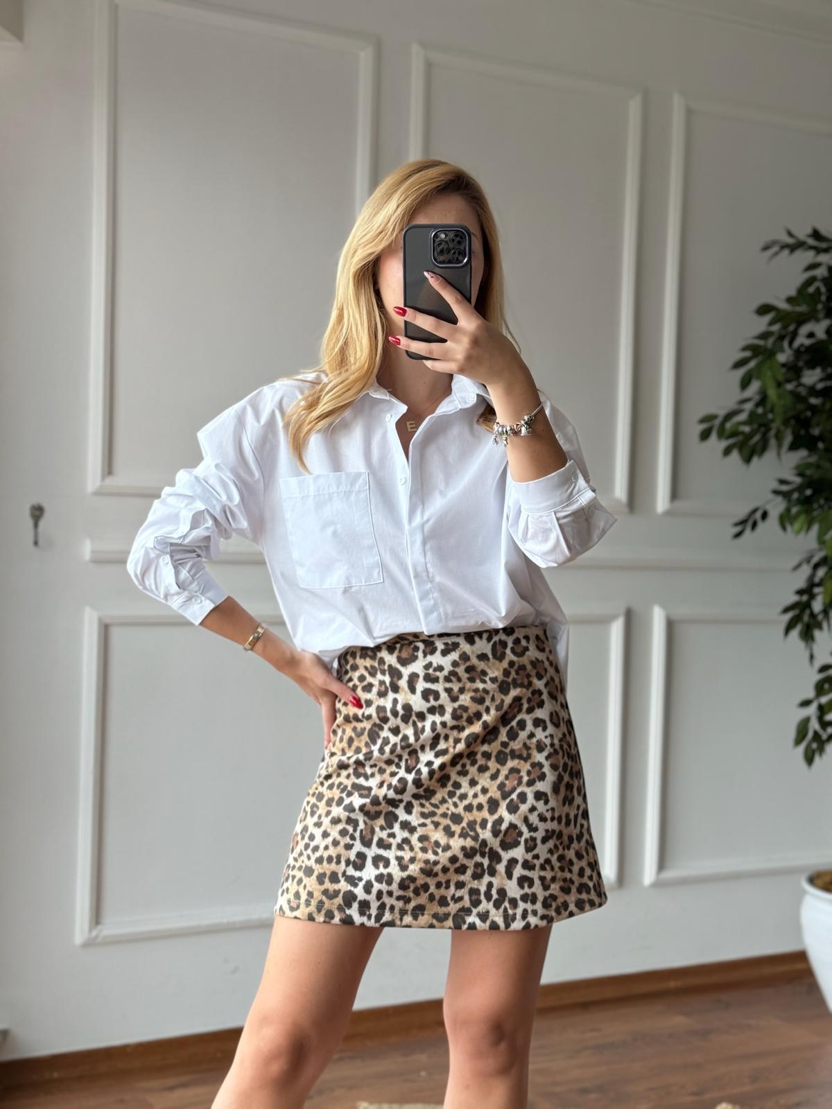 Leopar Mini Etek 24272 Kahverengi