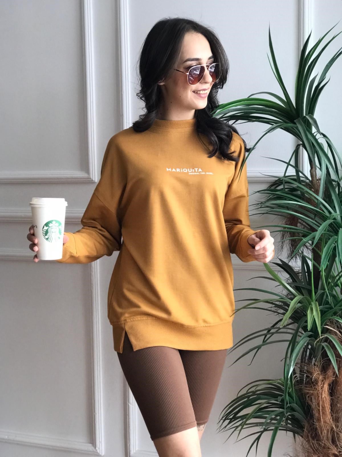 Mariquita Baskılı Sweat Sütlü Kahve