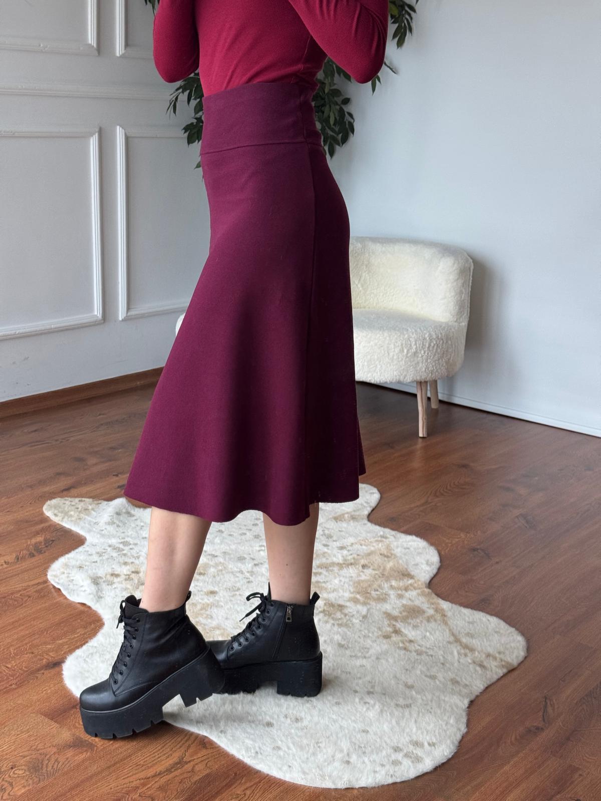 Midi Boy Triko Etek 16467 Bordo