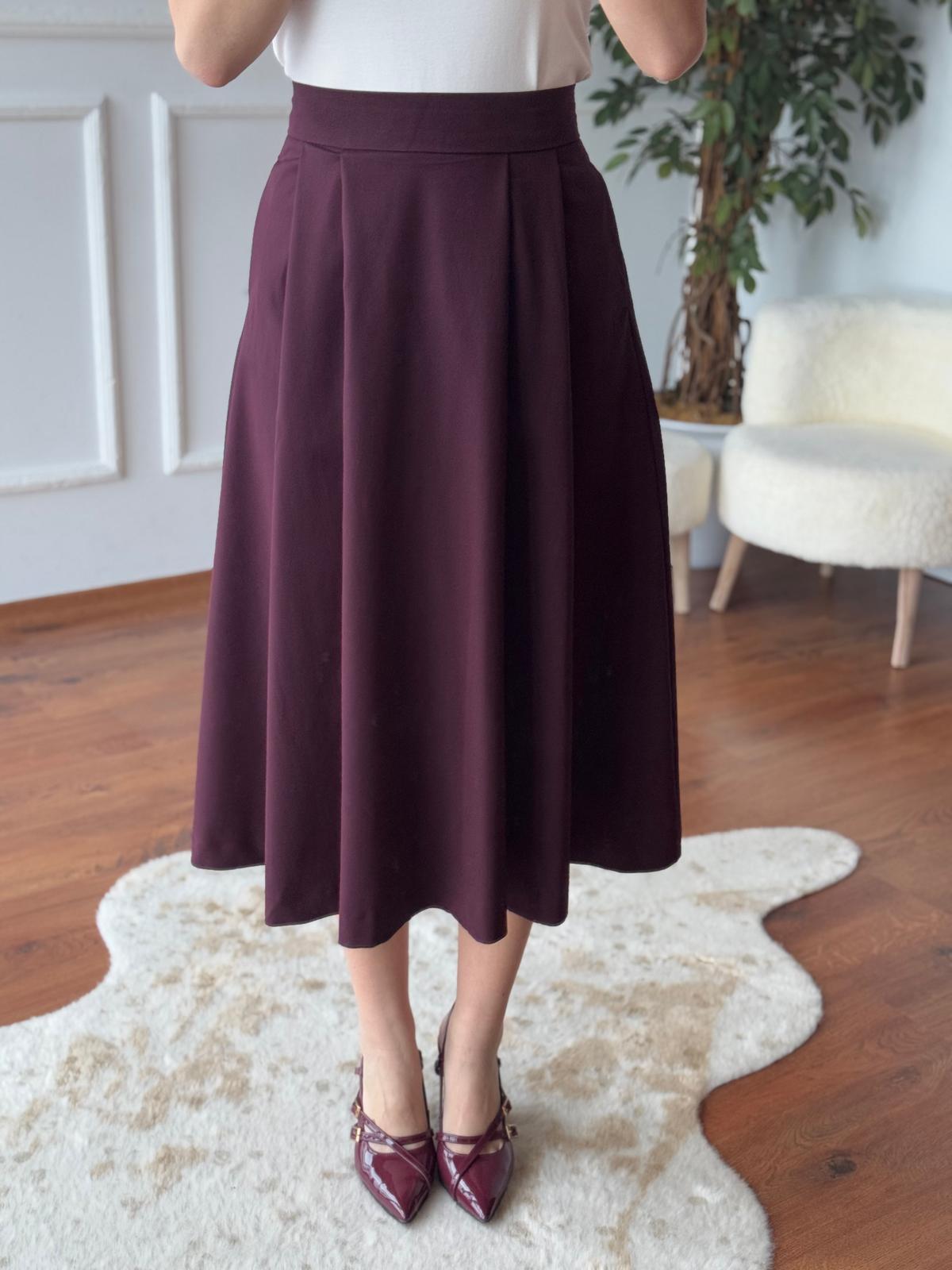 Midi Boy Volanlı Etek 5152T Bordo