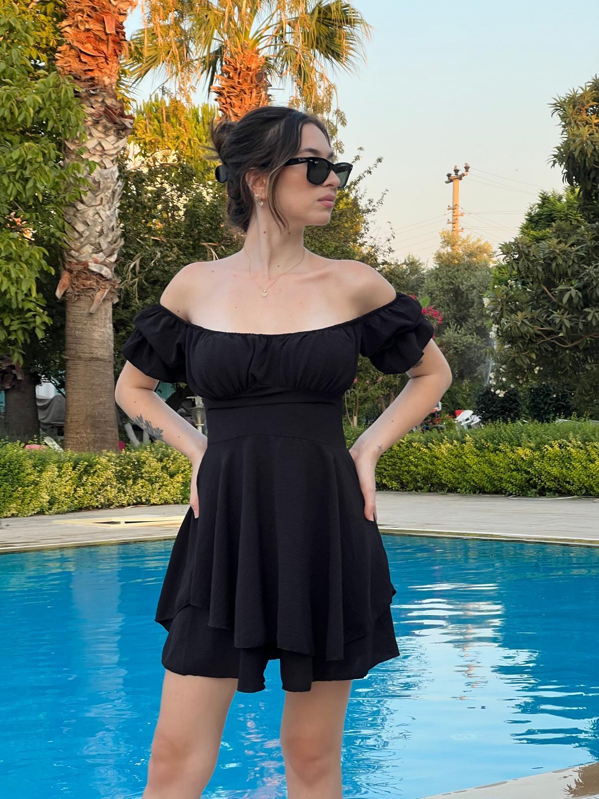 Mini Elbise 3632 Siyah