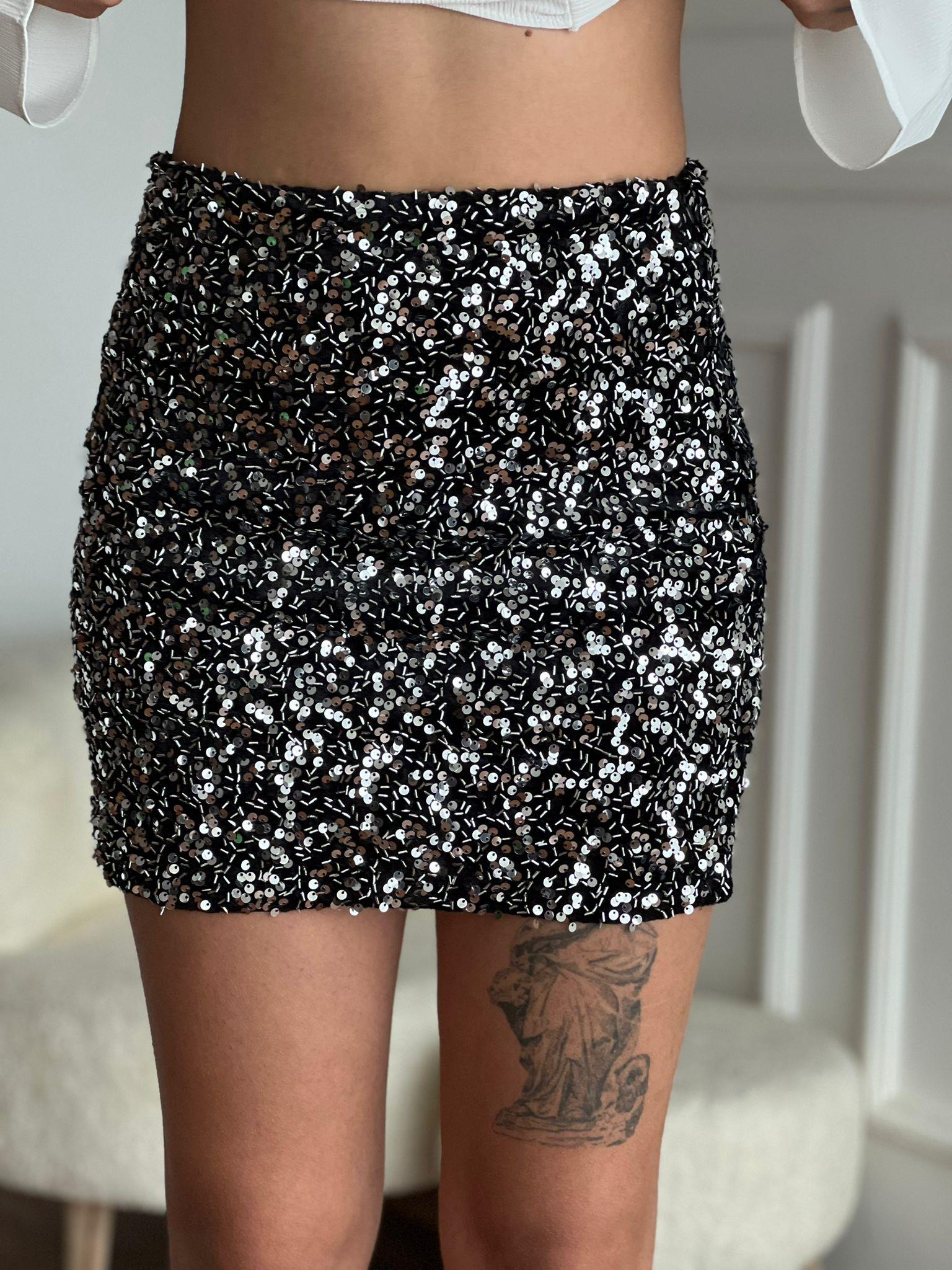 Mini Pul Payet Etek 103014 Gümüş