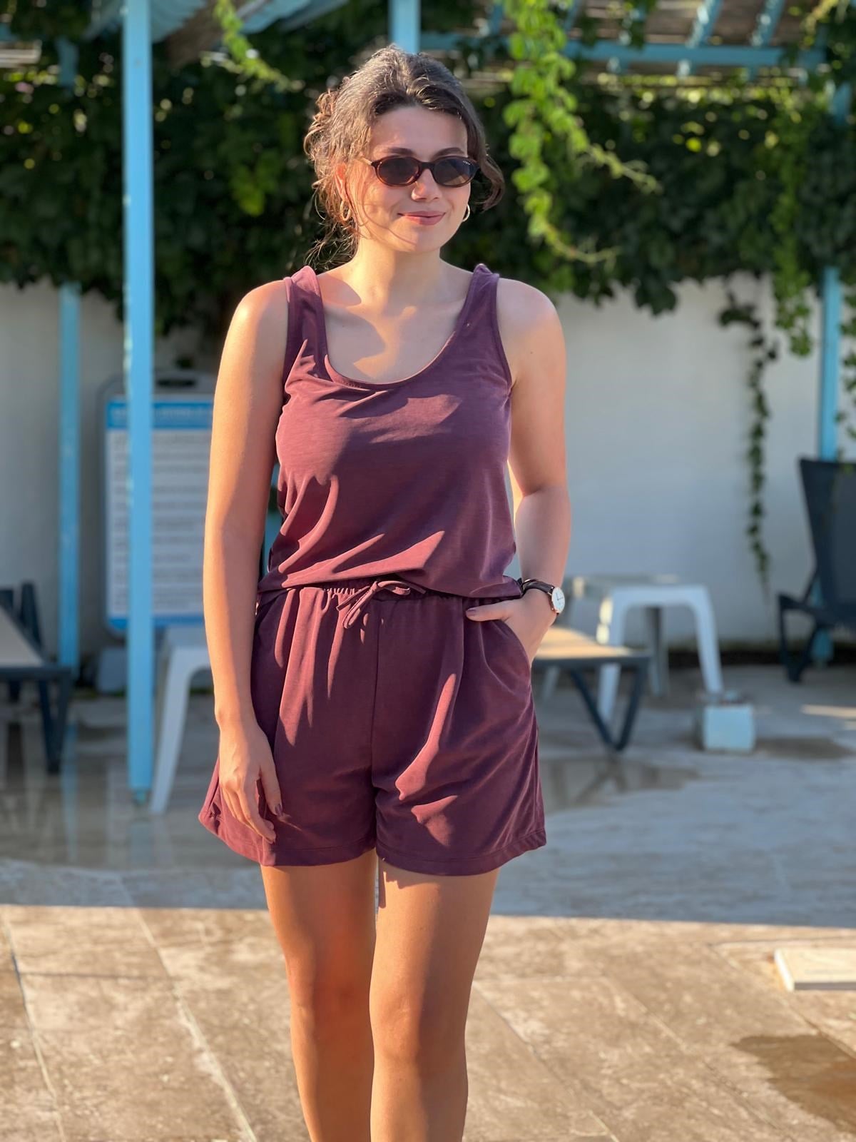 Modal Atlet Şort Takım 7248 Bordo