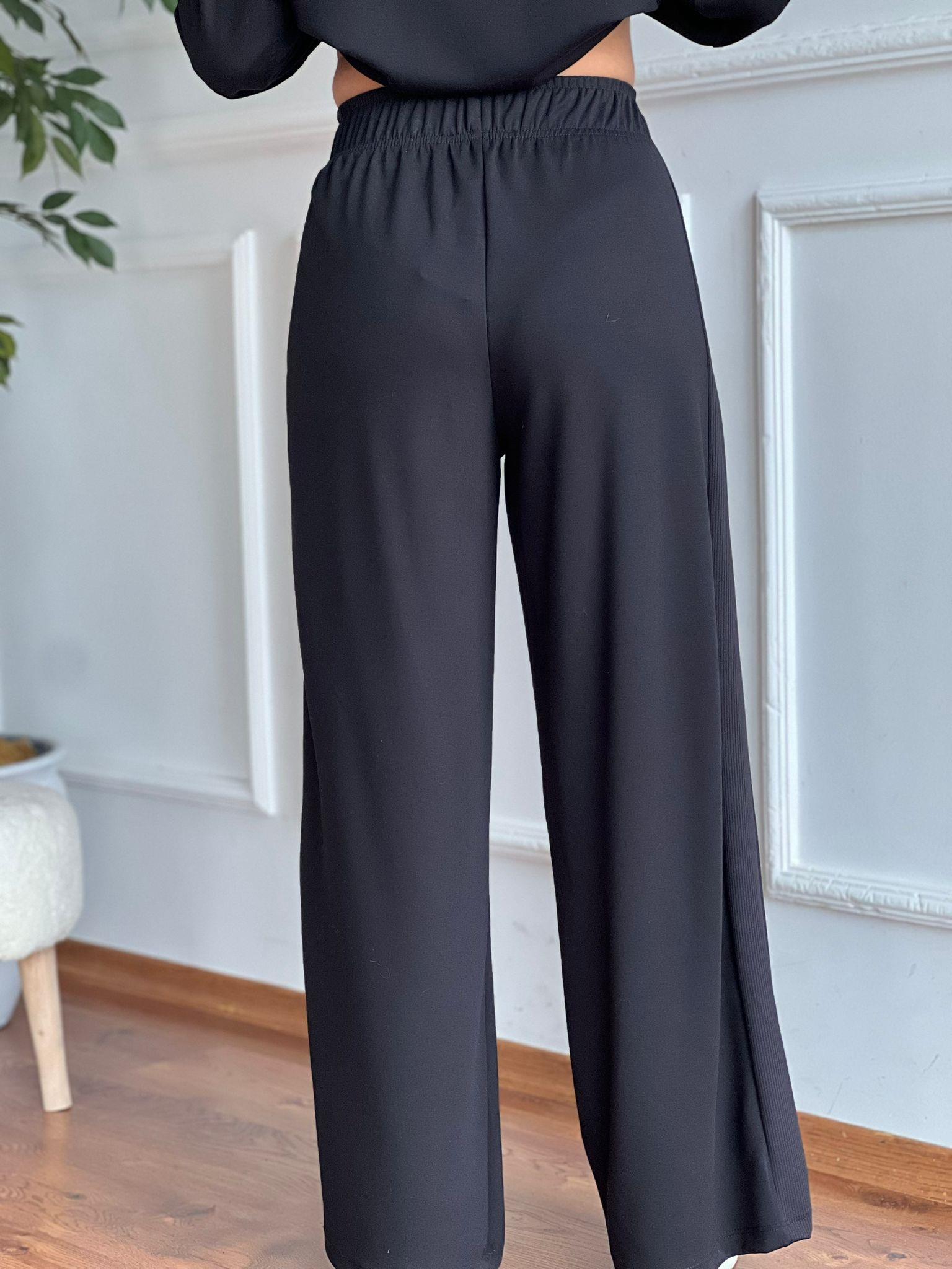 Modal Kumaş Palazzo Eşofman 10257 Siyah