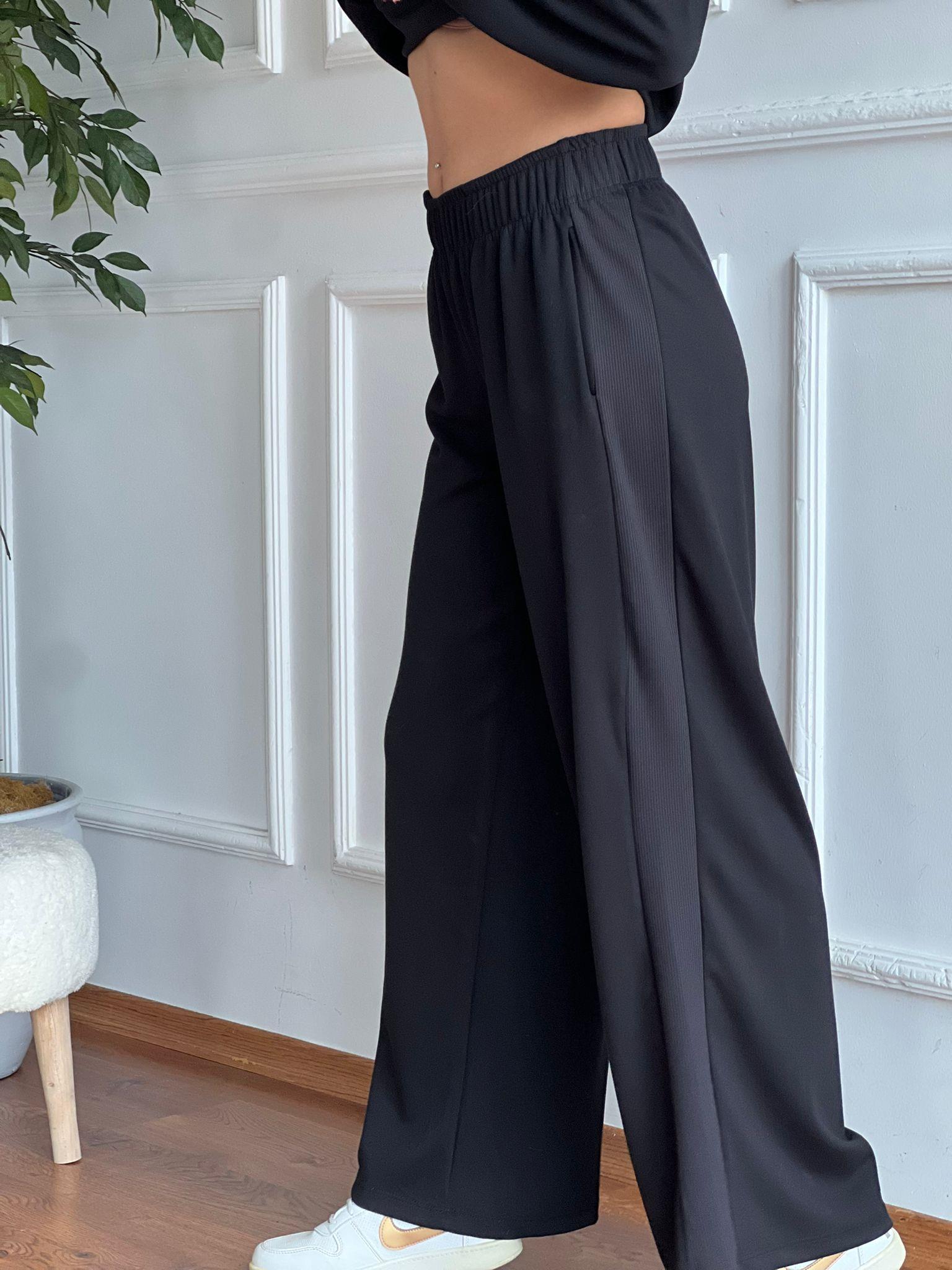 Modal Kumaş Palazzo Eşofman 10257 Siyah