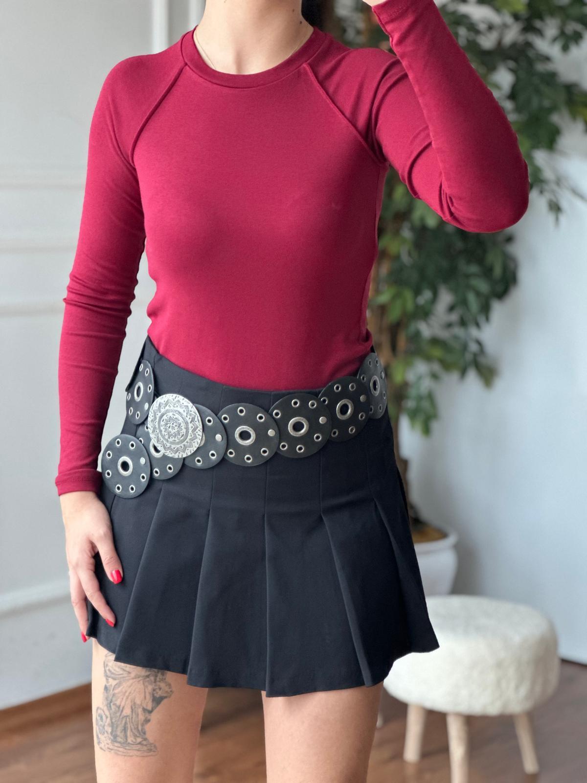 Omuzu Dikişli Bluz 16486 Bordo