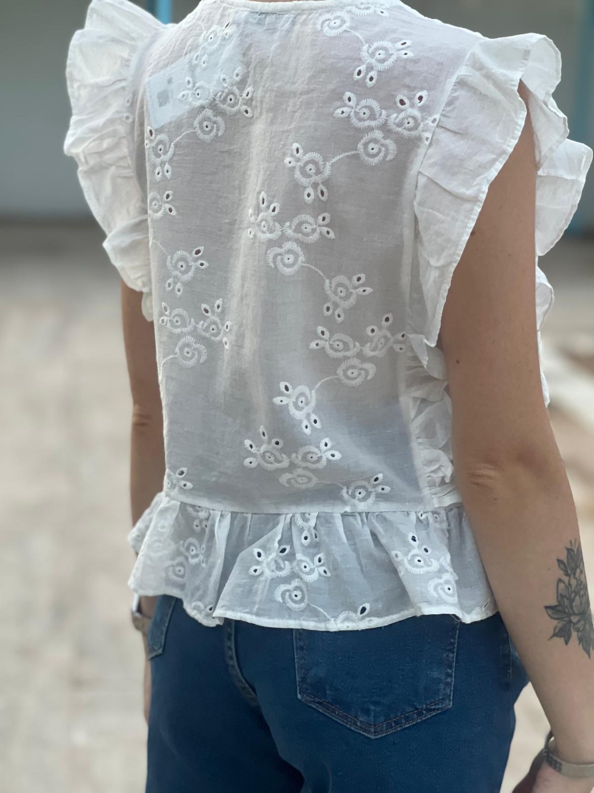 Önden Bağlamalı Sıfır Kol Bluz 24224 Ekru