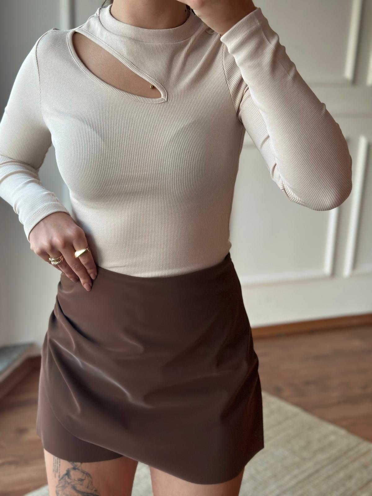 Önü Açık Bluz 4438 Bej