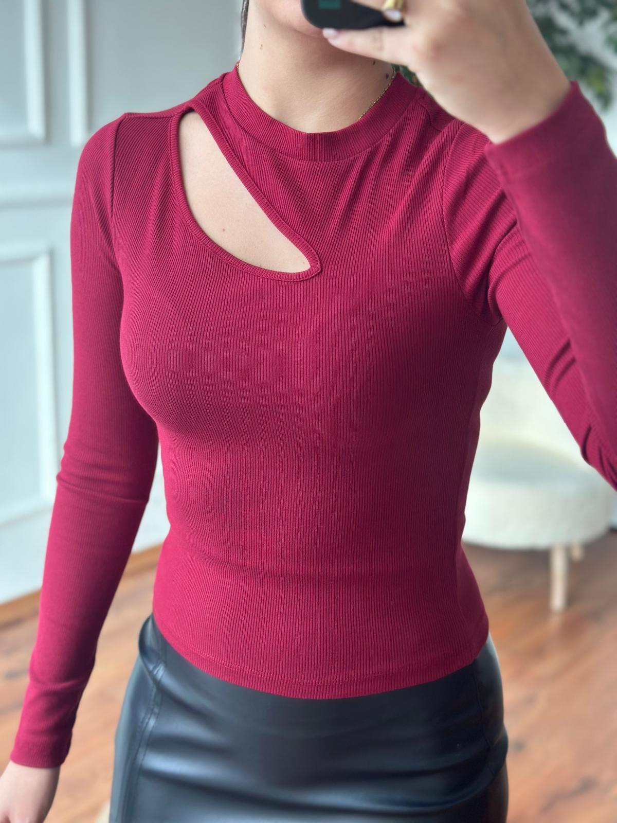 Önü Açık Bluz 4438 Bordo