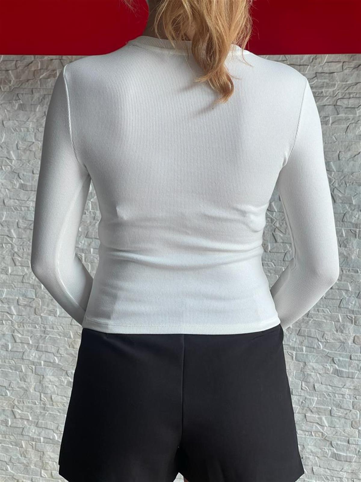 Önü Açık Bluz 4438 Ekru