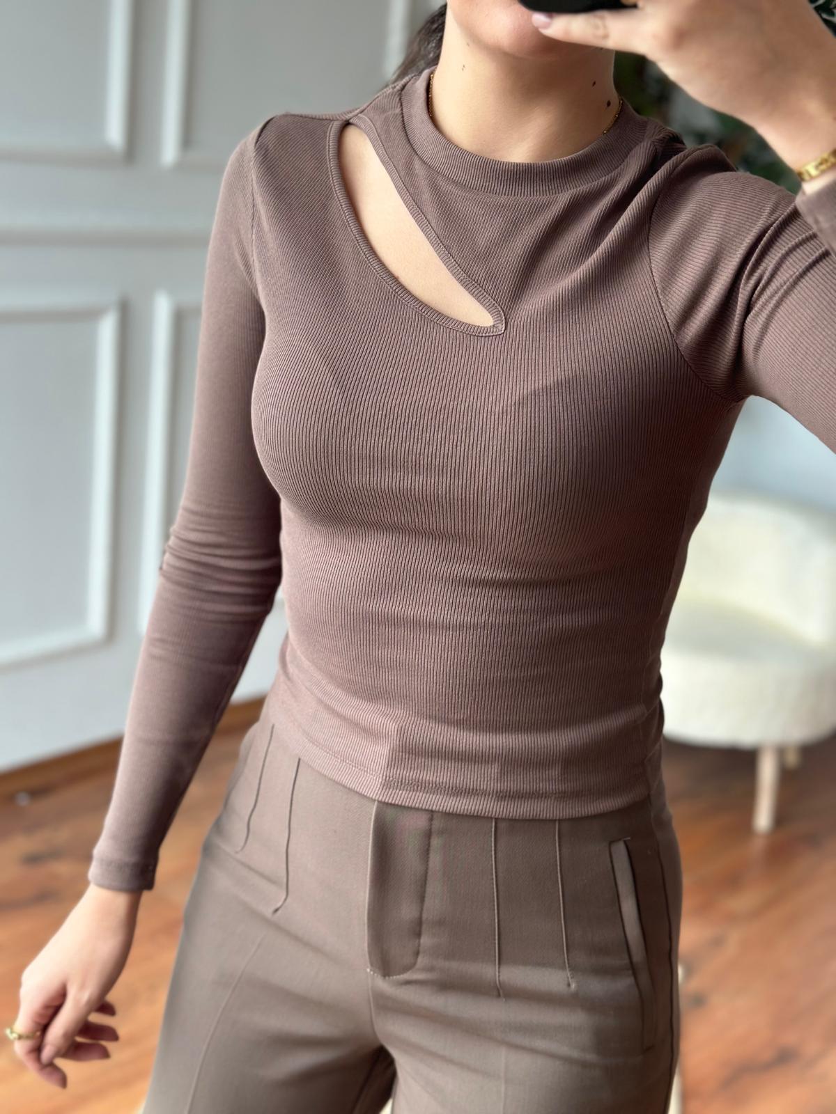 Önü Açık Bluz 4438 Vizon