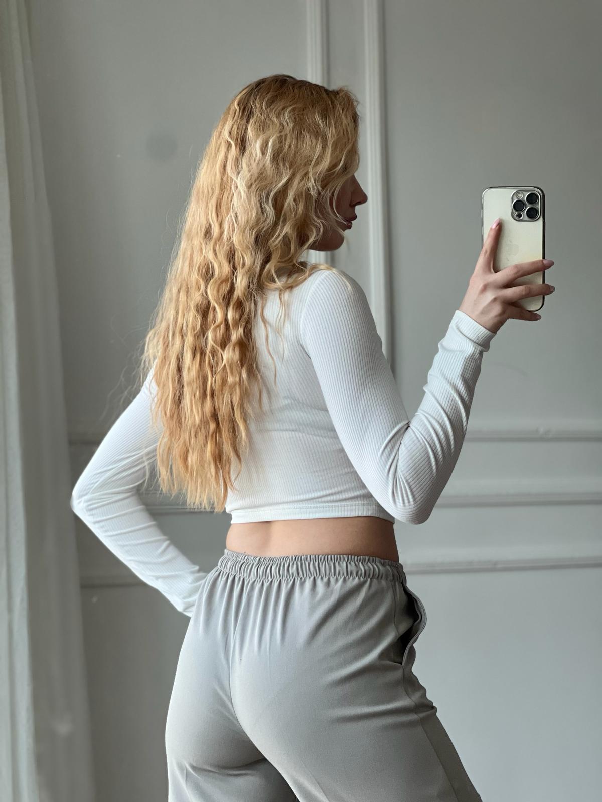 Önü Çapraz Biyeli Bluz 4663 Beyaz