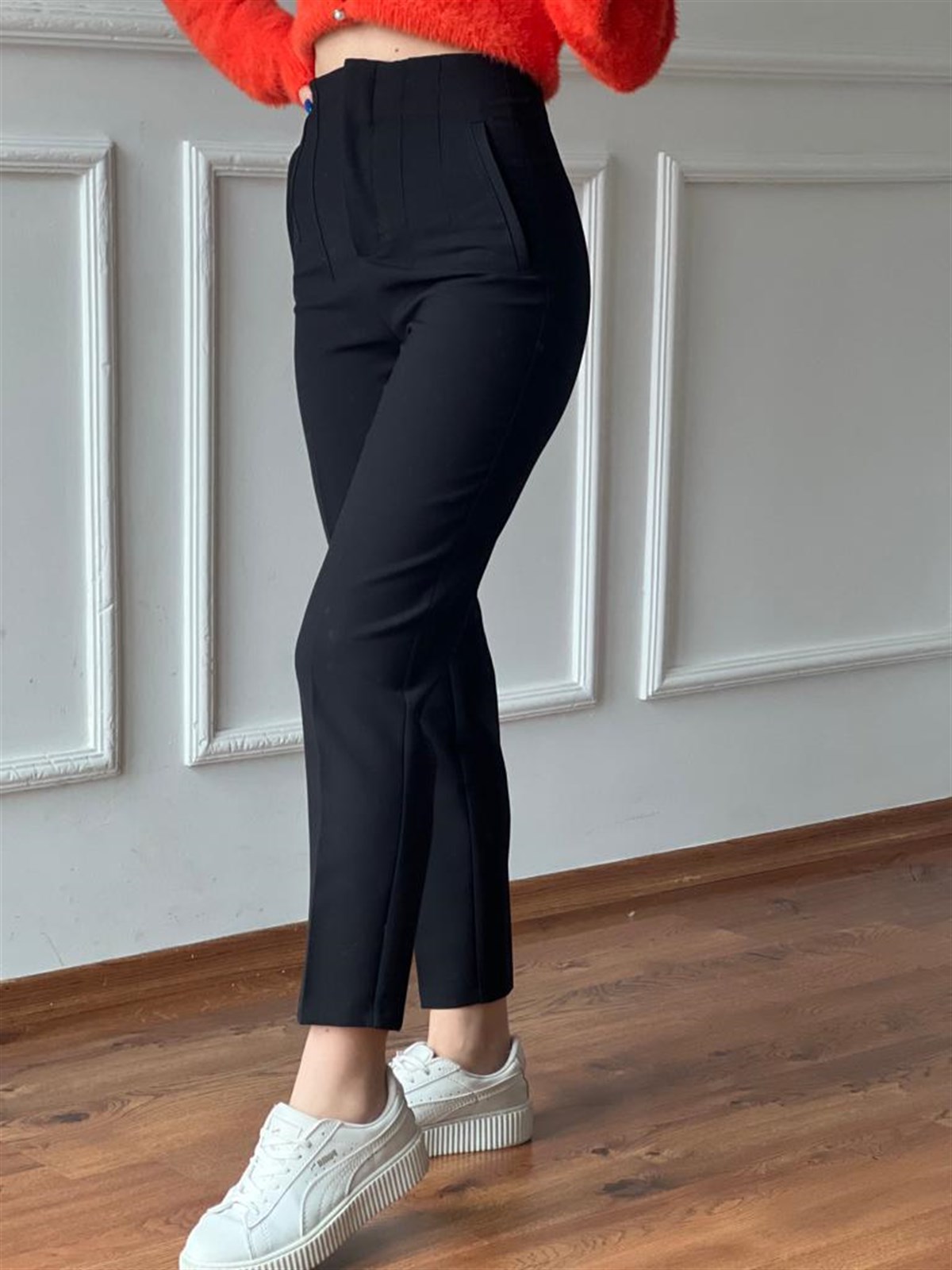 Önü Flotalı Pantolon 5113 Siyah
