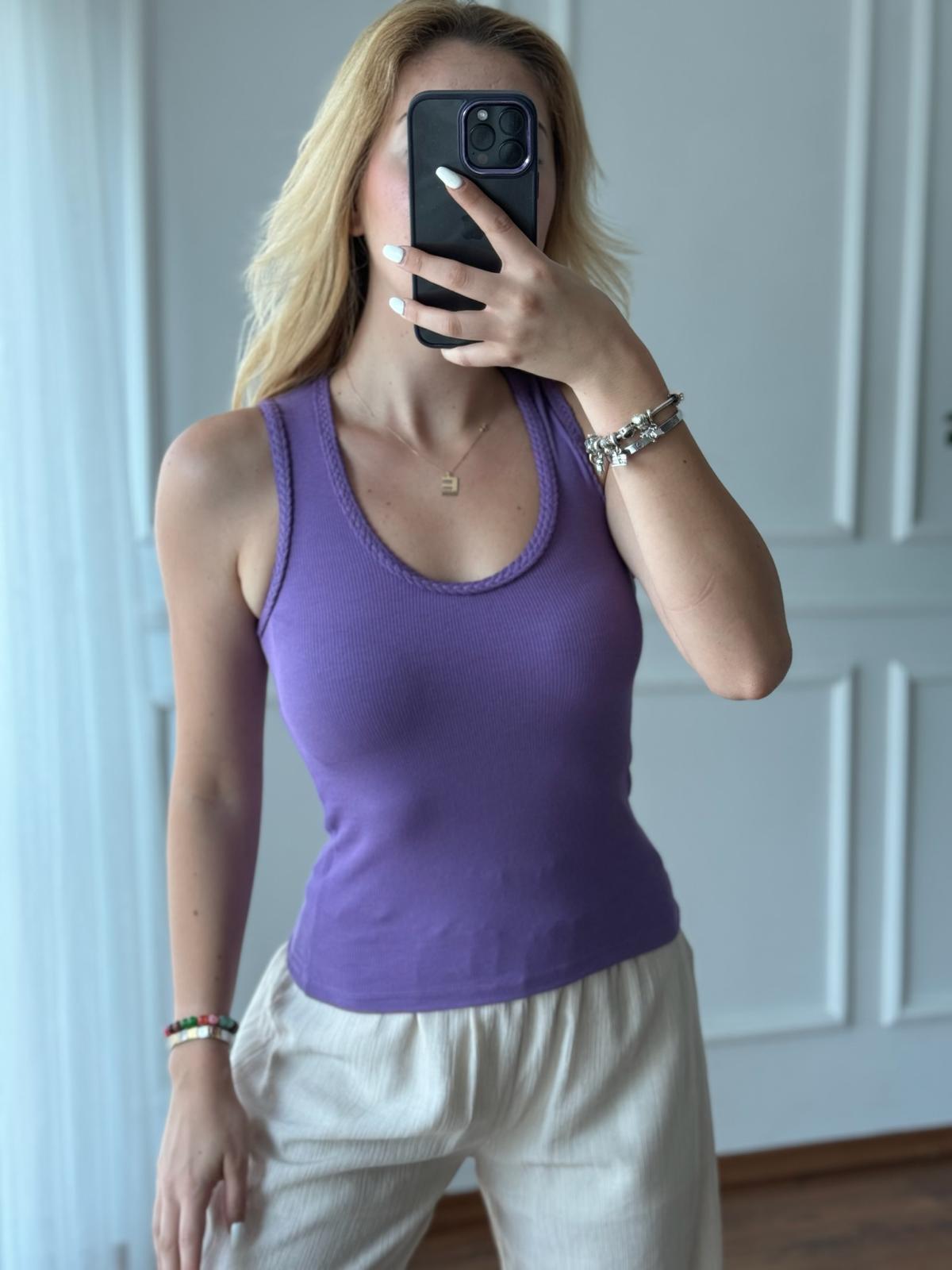 Örgülü Atlet 16252 Mor