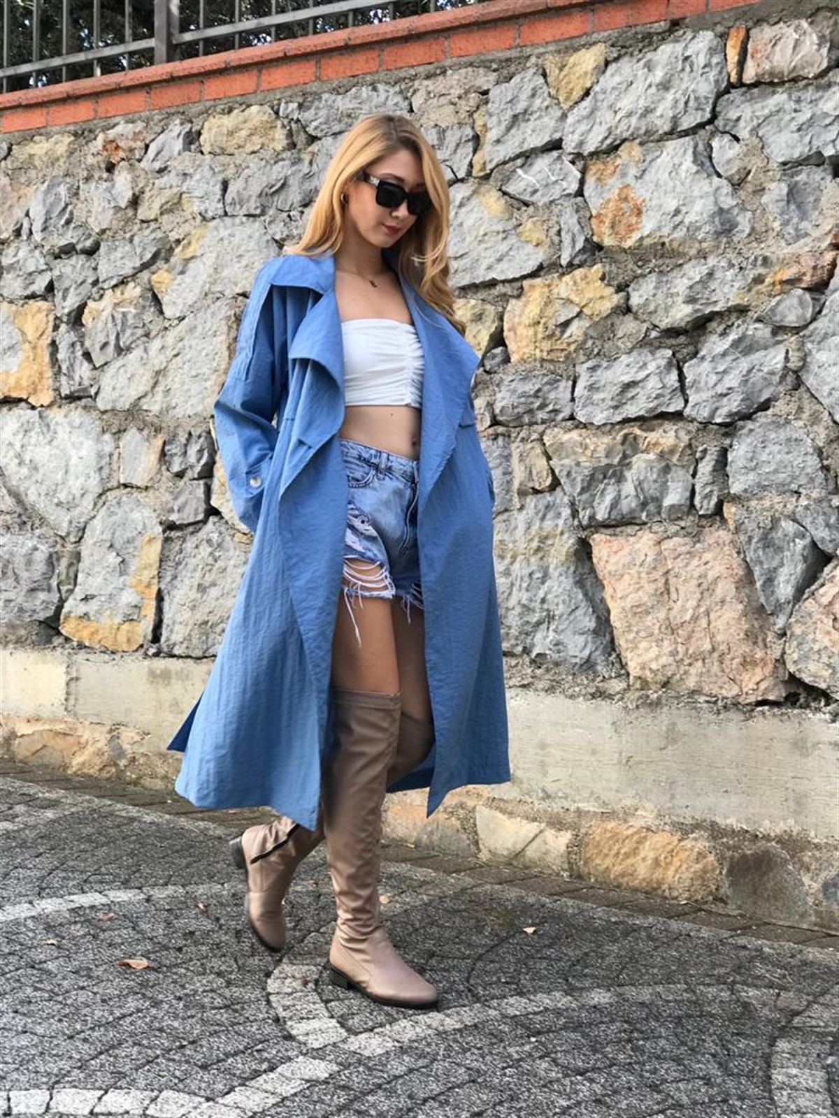 Oversize Trençkot 6622 Mavi