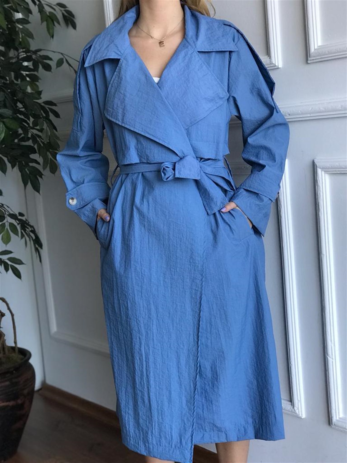 Oversize Trençkot 6622 Mavi