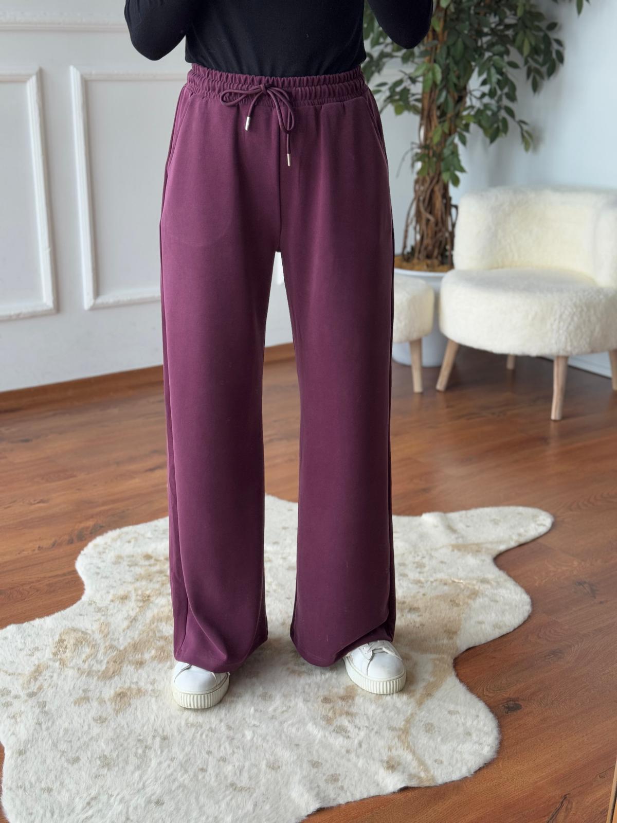 Oysho Kumaş Bol Paça Pantolon 11053 Bordo