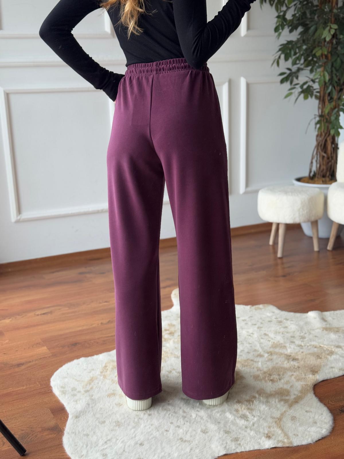 Oysho Kumaş Bol Paça Pantolon 11053 Bordo