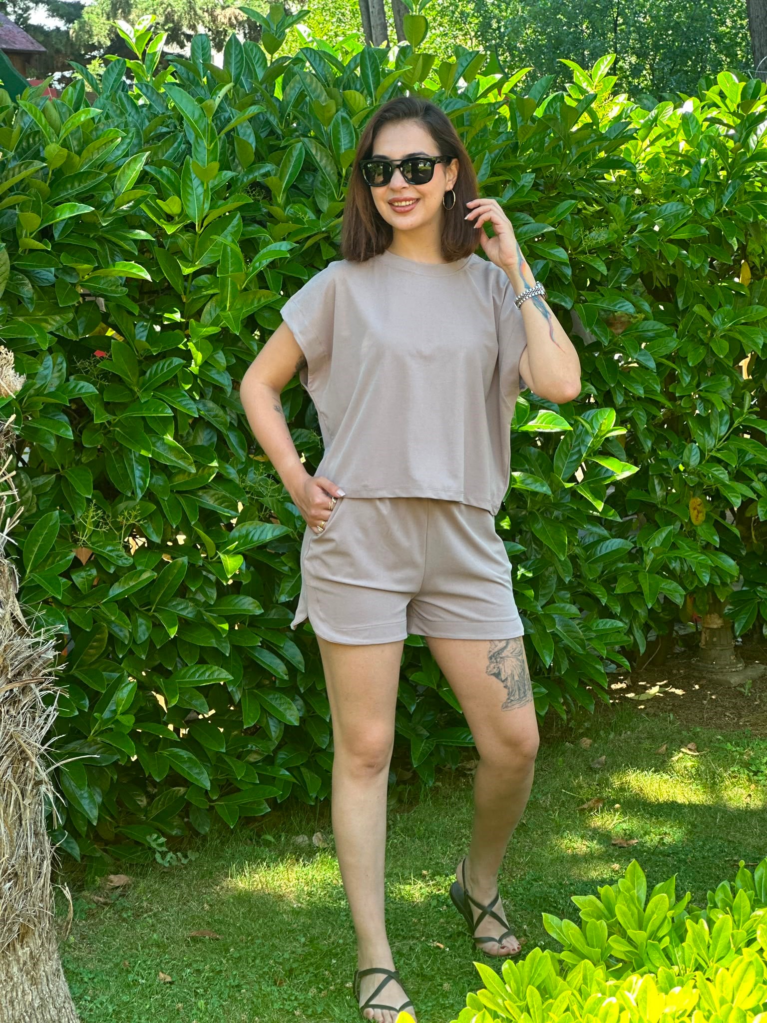Oysho Şort Tshirt Takım 257247 Vizon