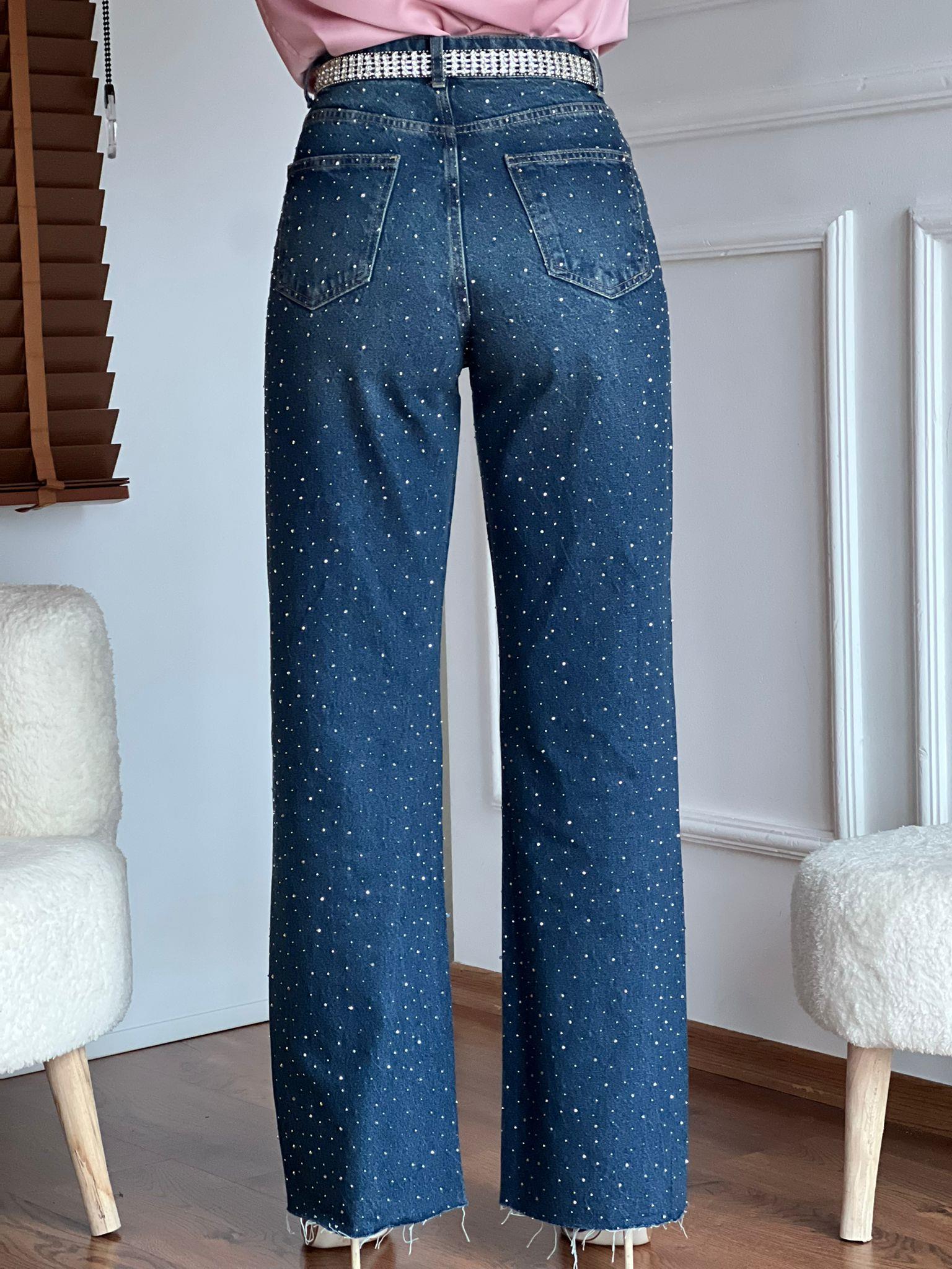 Palazzo Taşlı Pantolon 1077 Mavi