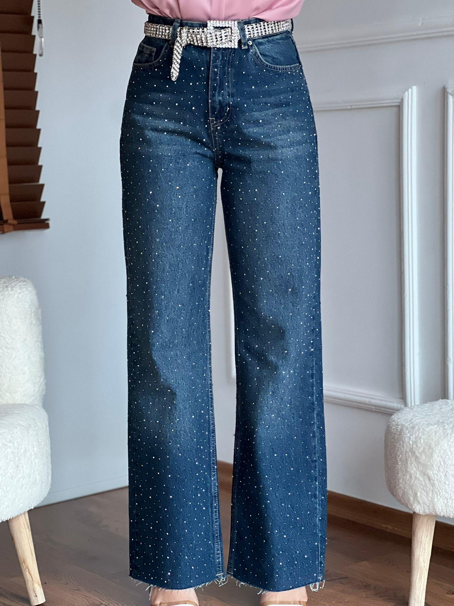 Palazzo Taşlı Pantolon 1077 Mavi