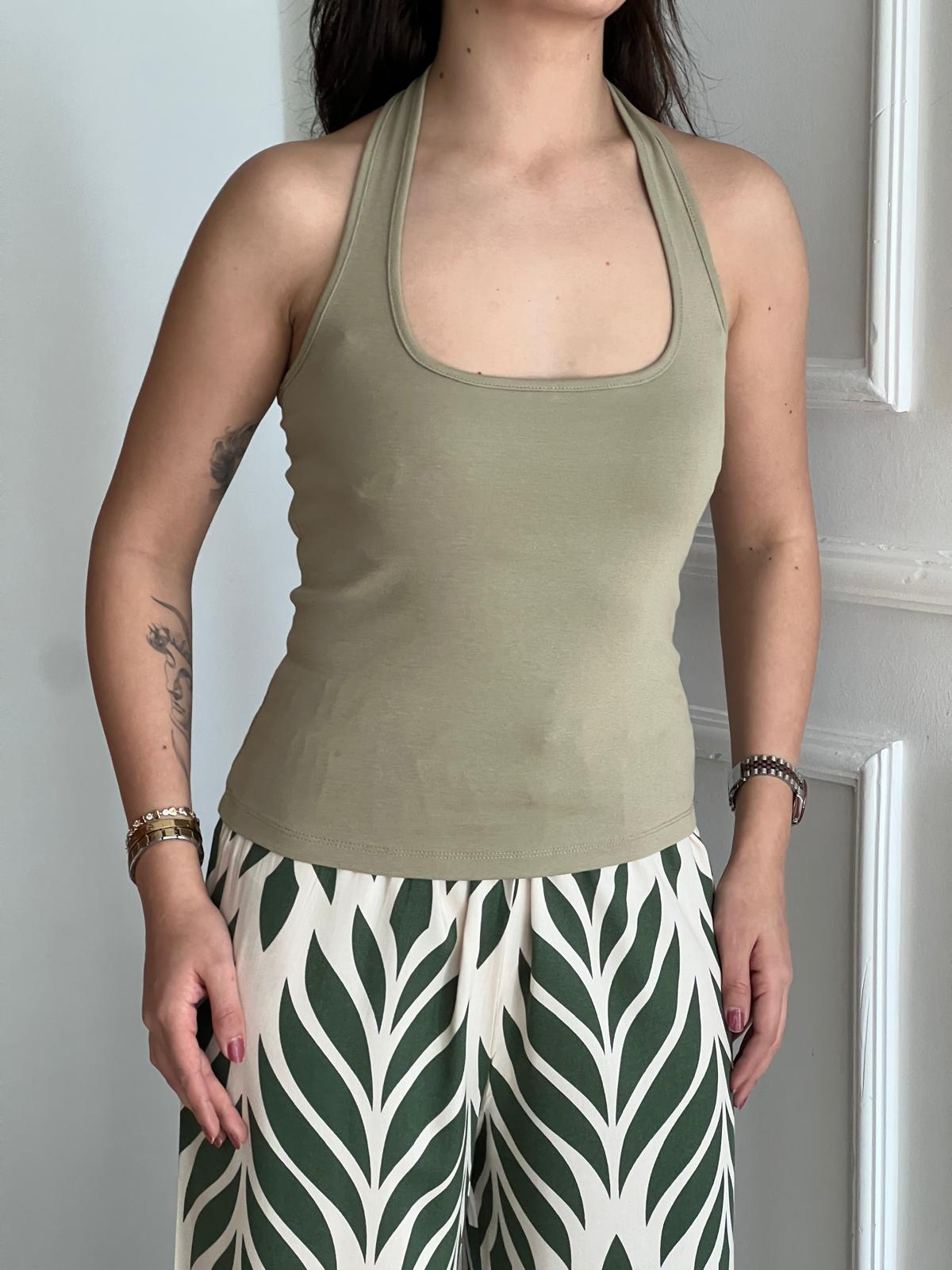 Pamuklu Halter Top 26-2275 Adaçayı