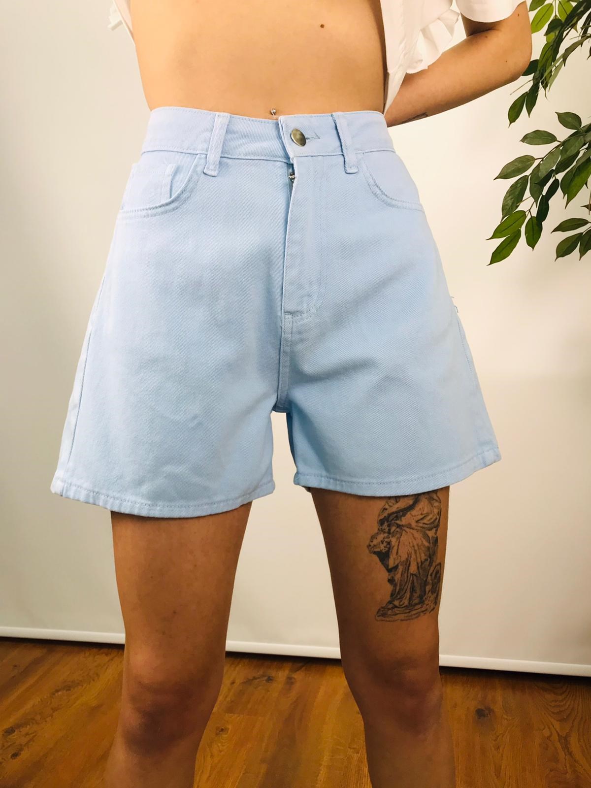 Parça Boyalı Şort 3630 Mavi