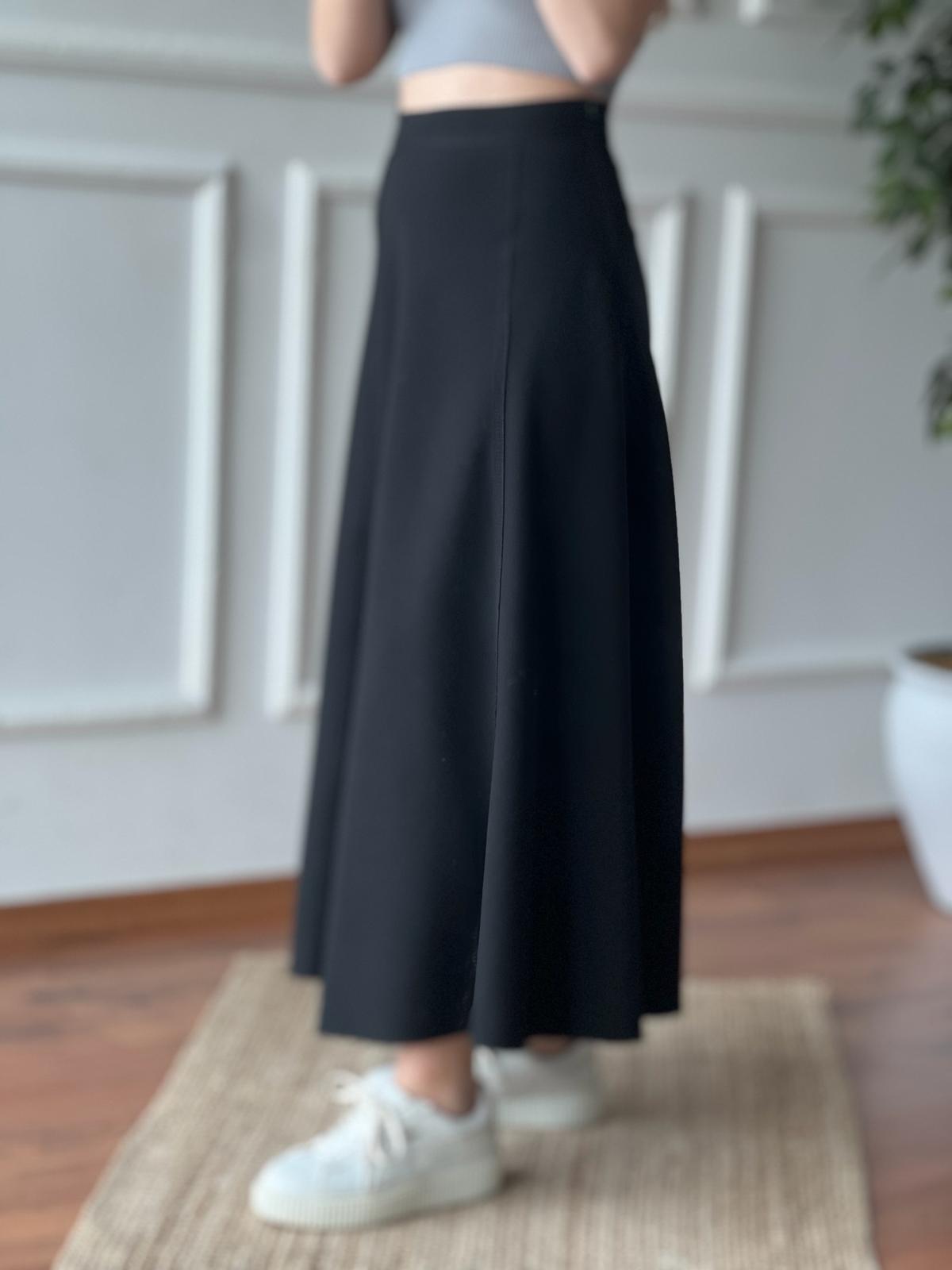 Parçalı Kumaş Etek 24059 Siyah