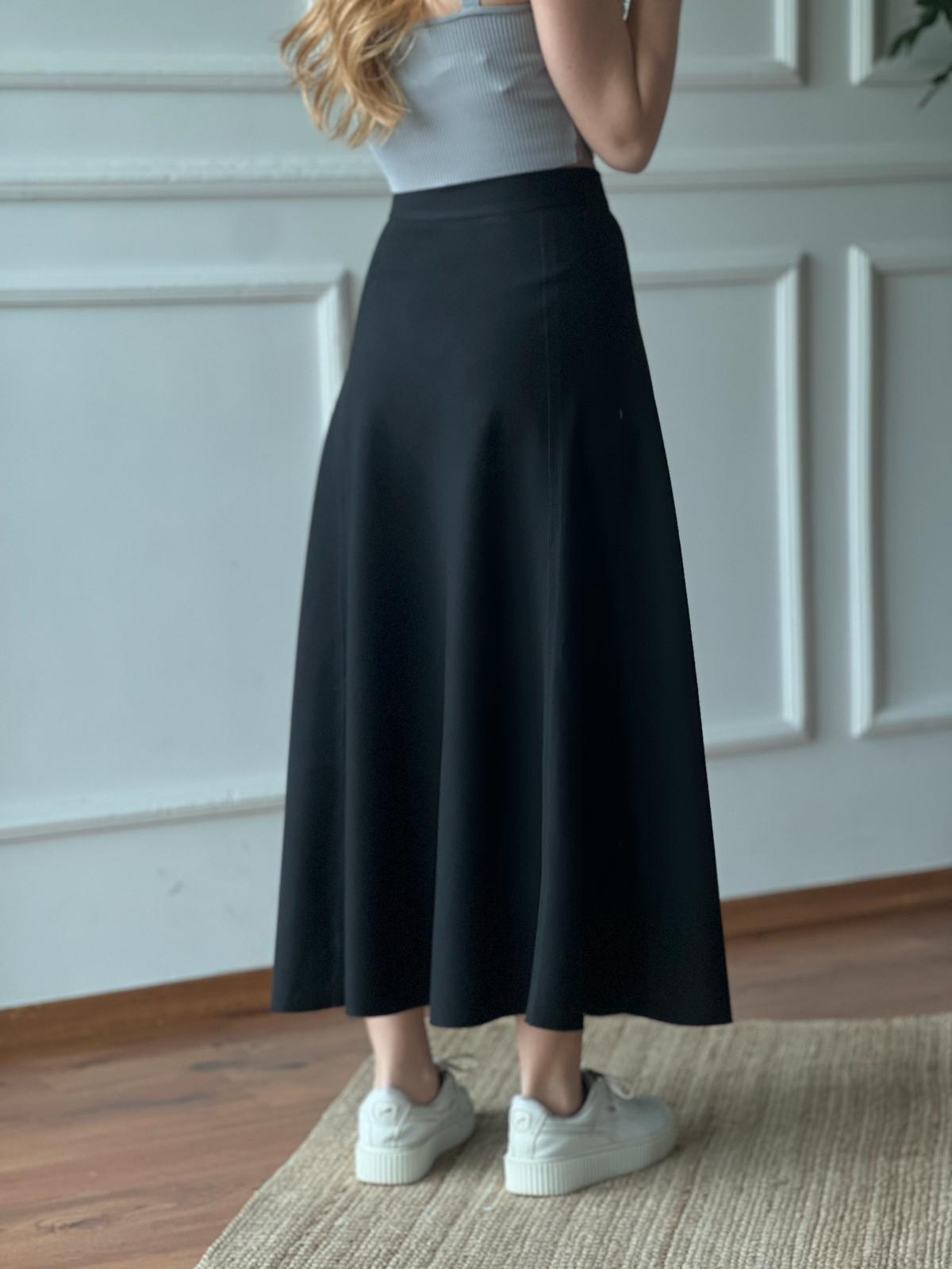 Parçalı Kumaş Etek 24059 Siyah