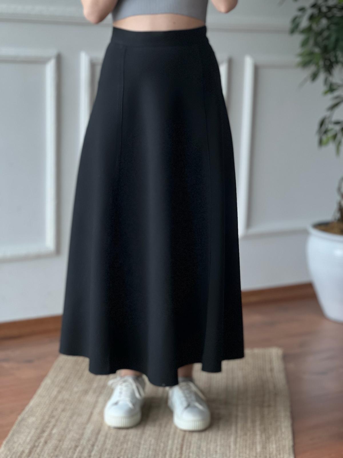 Parçalı Kumaş Etek 24059 Siyah