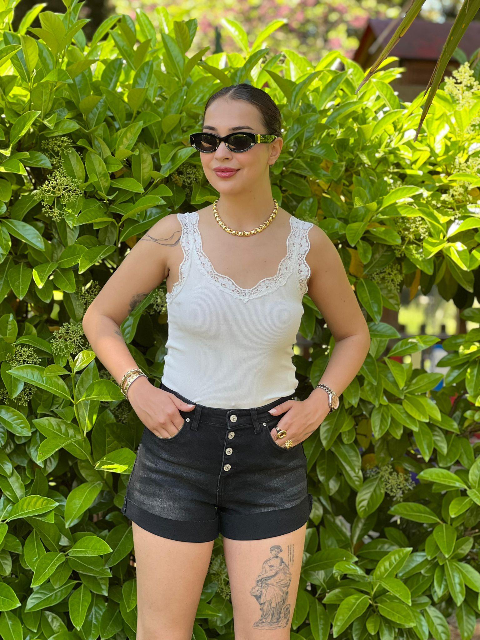 Patlet Düğmeli Şort 450 Füme